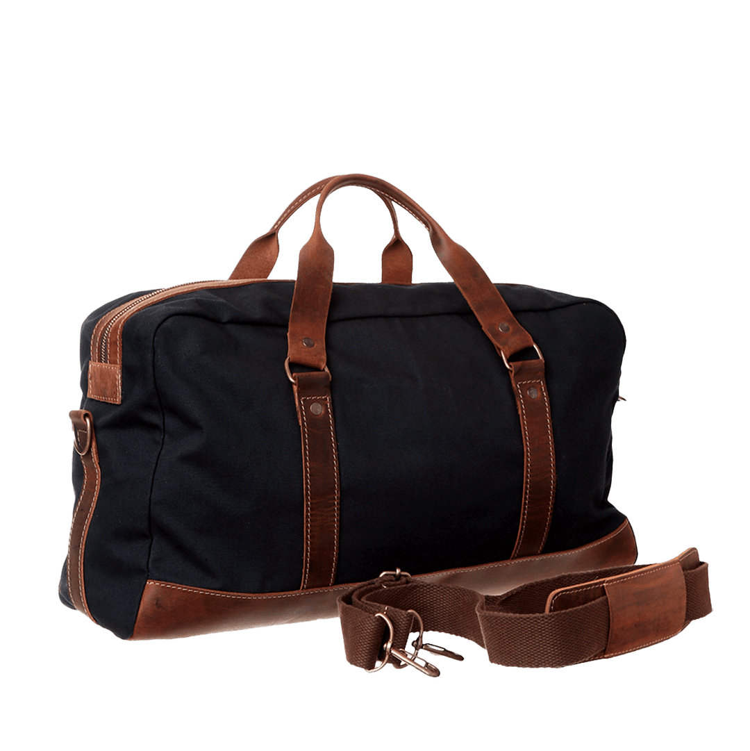 Bolso de Lona y Cuero Negro