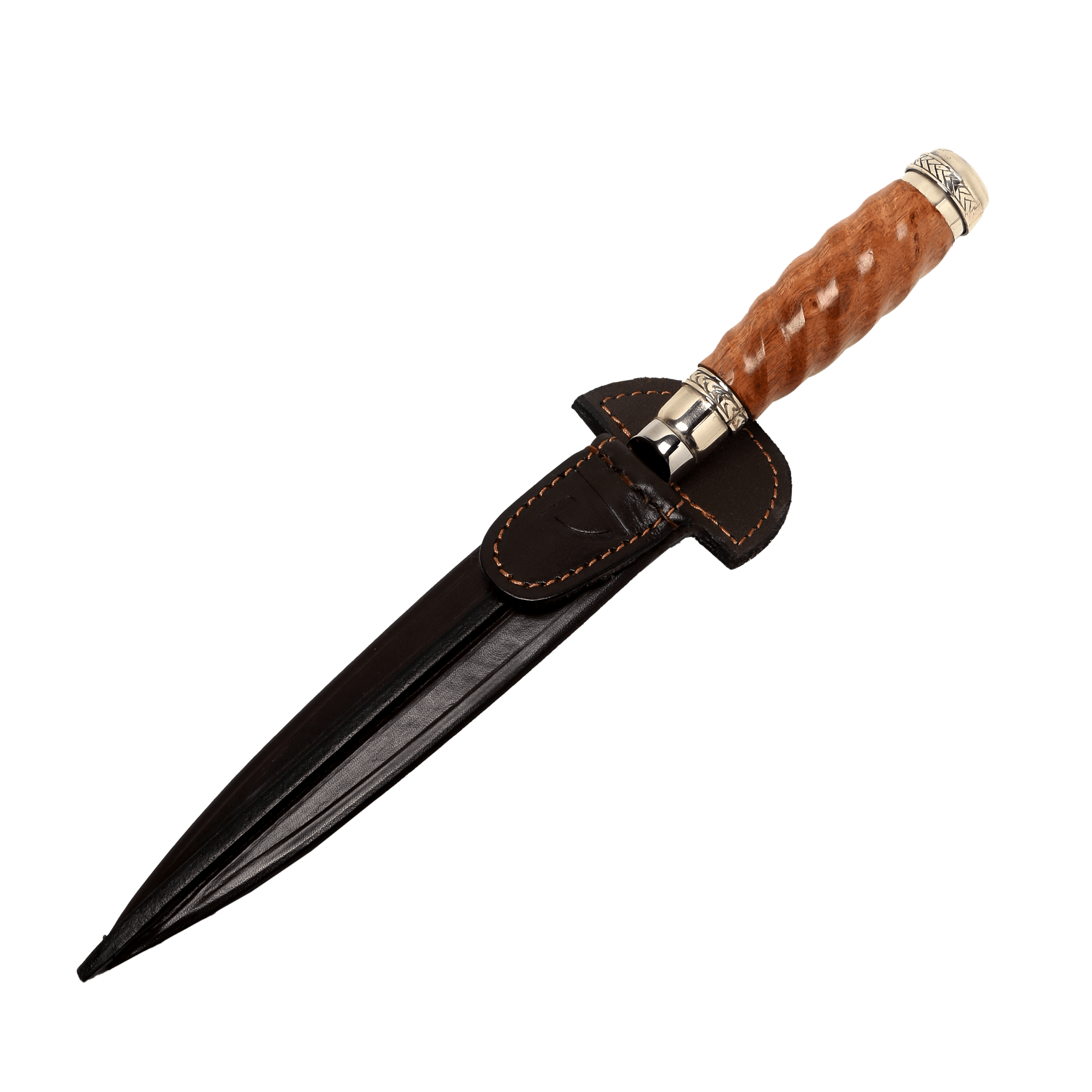 Cuchillo de Acero Damasco +Vg10 Cabo Madera Galloneada con Virolas de Alpaca