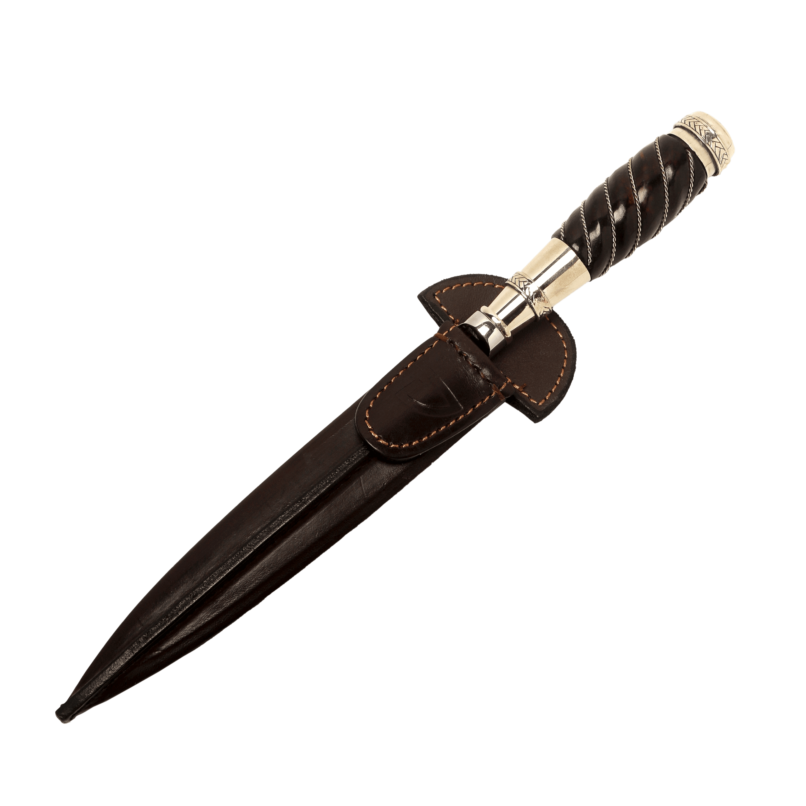 Cuchillo de Acero Damasco +Vg10 Cabo Madera con Alambre y Virolas de Alpaca