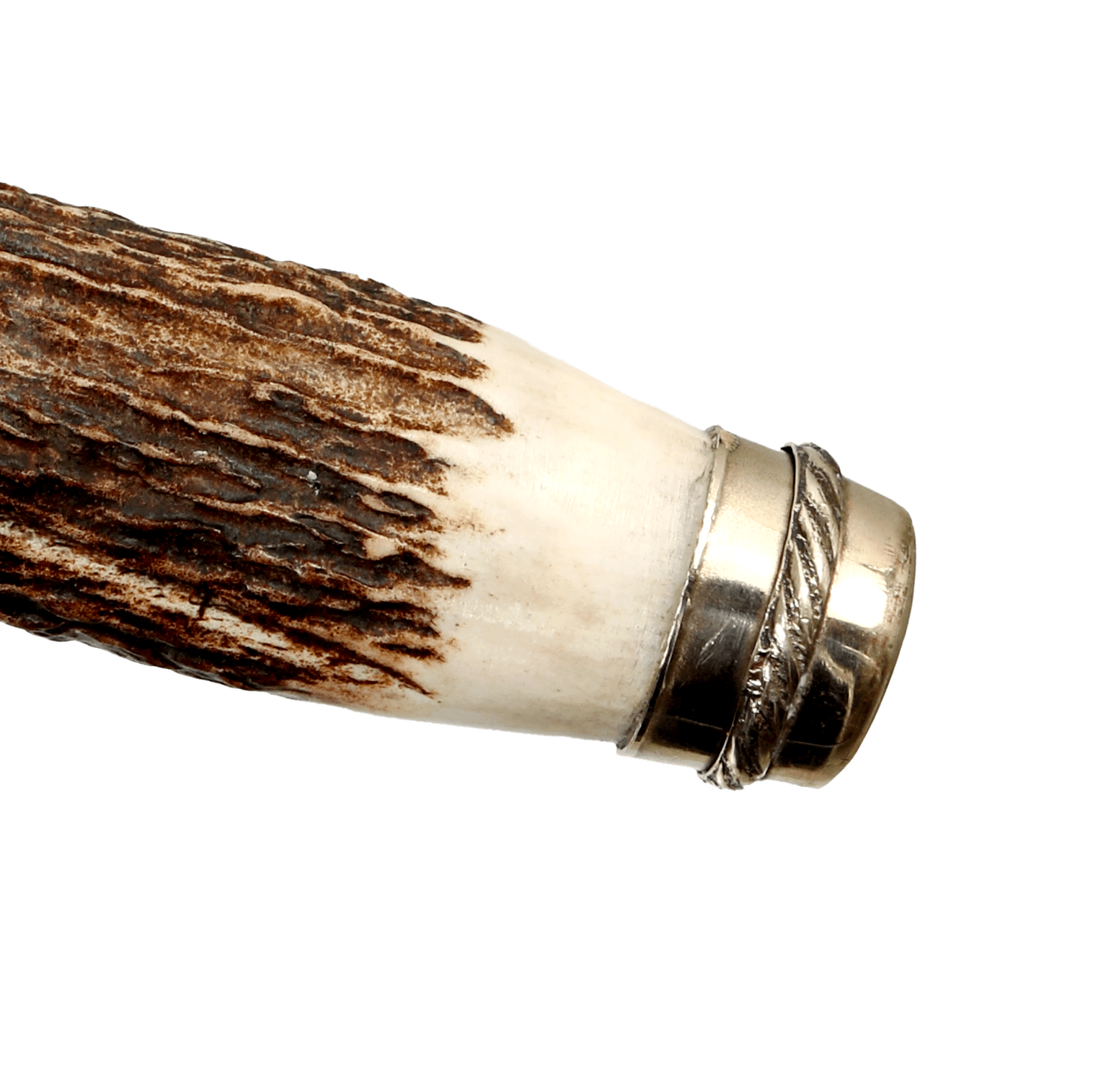 Facon en Asta de Ciervo y Alpaca con Vaina Picasa de Cuero Crudo 14 cm