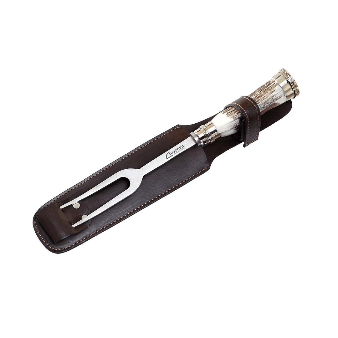 Juego de Trinchar Cabo Asta de Ciervo y Alpaca con Vaina