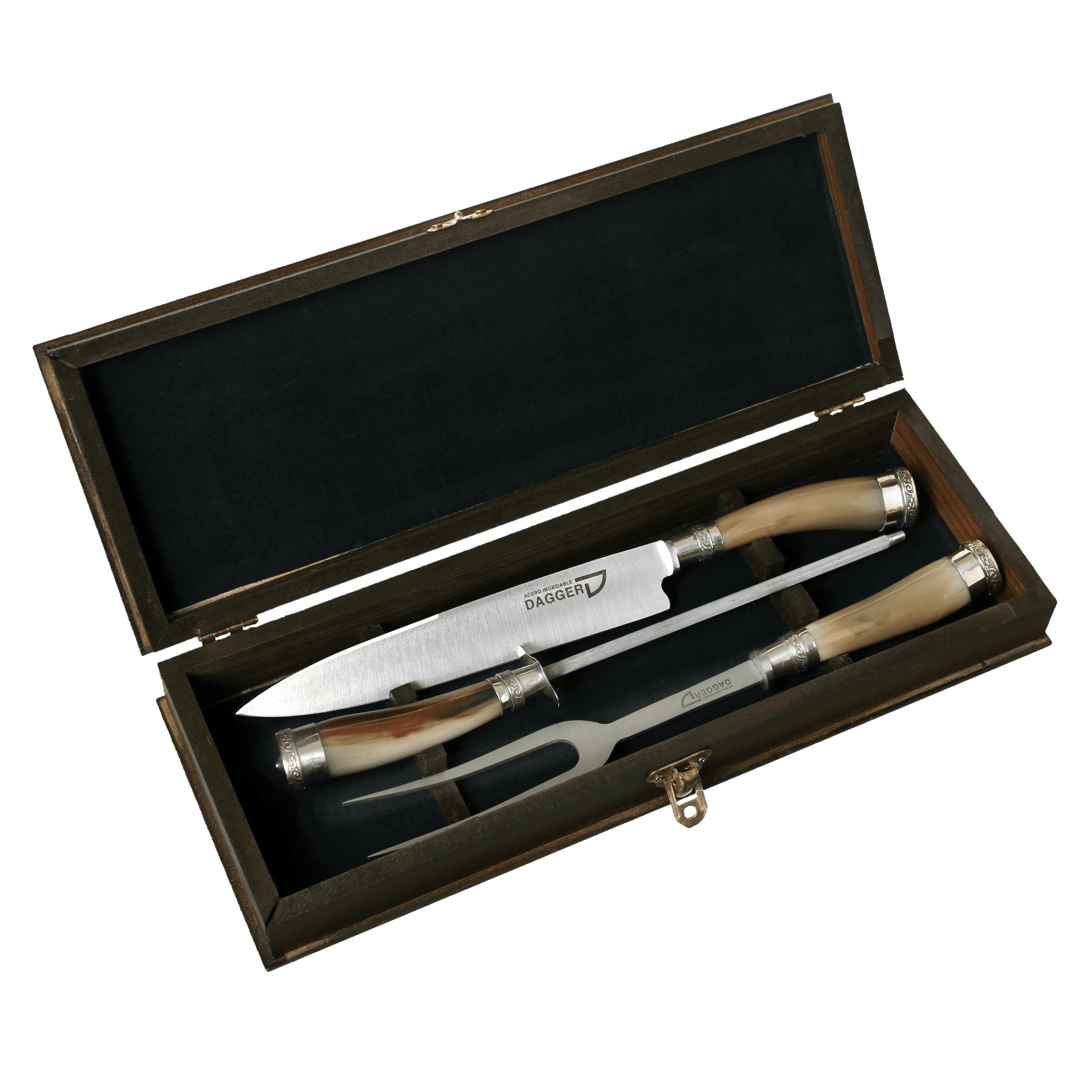 Juego de Trinchar en Caja de Madera Juego de Trinchar Cabo de Vaca