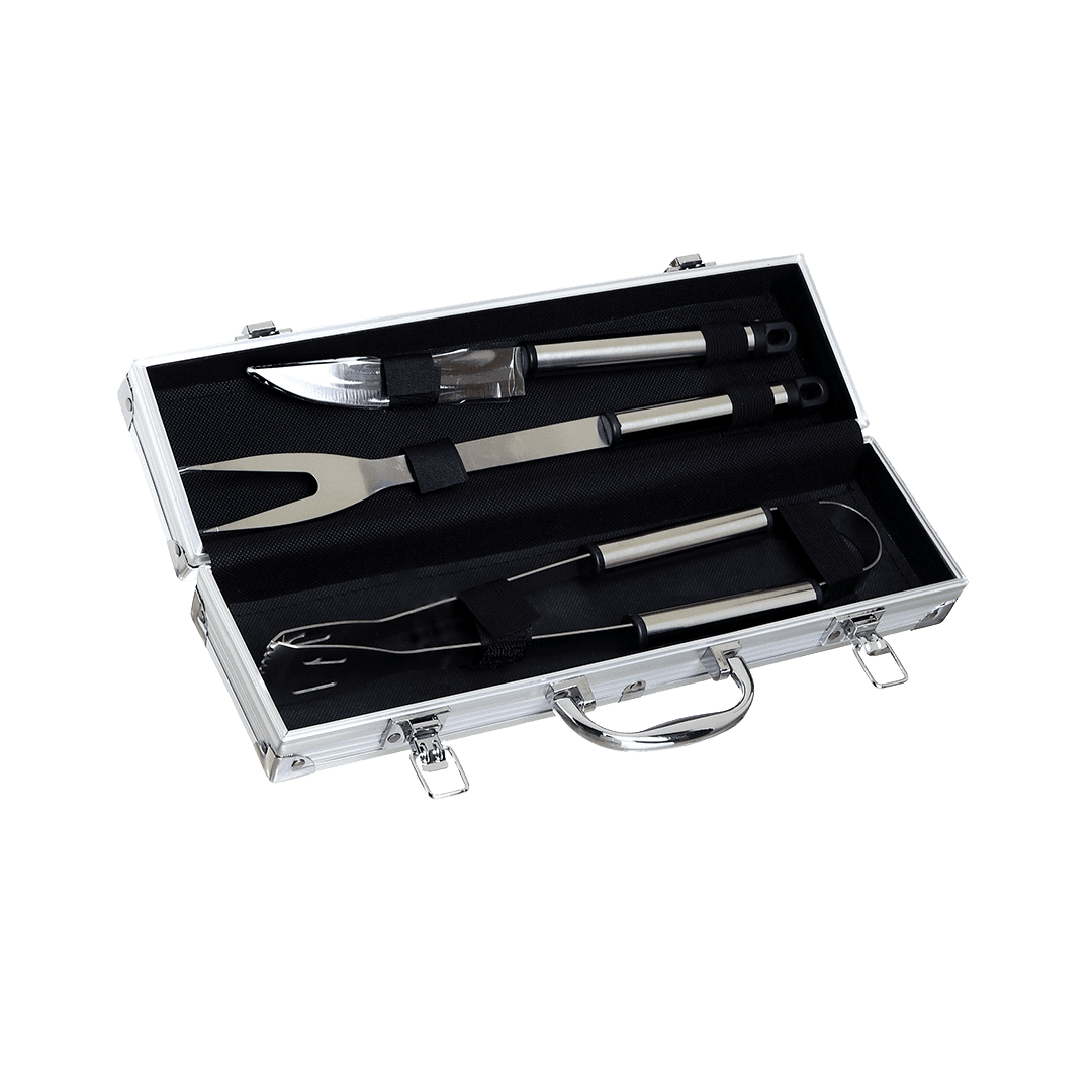 Set de Asado Caja Metal con 3 Accesorios