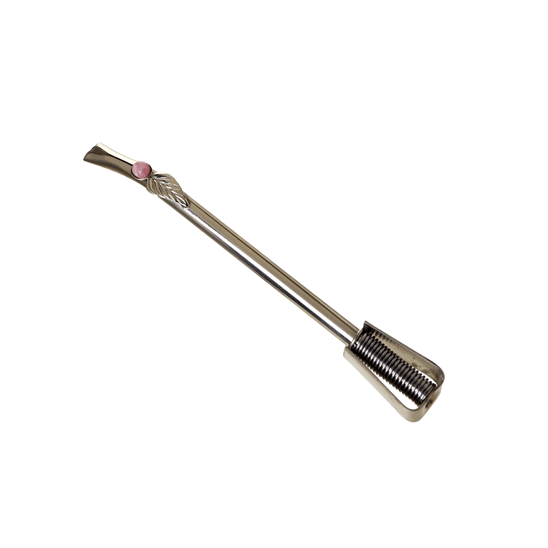 Bombilla De Alpaca Con Cabujón De Rodocrosita