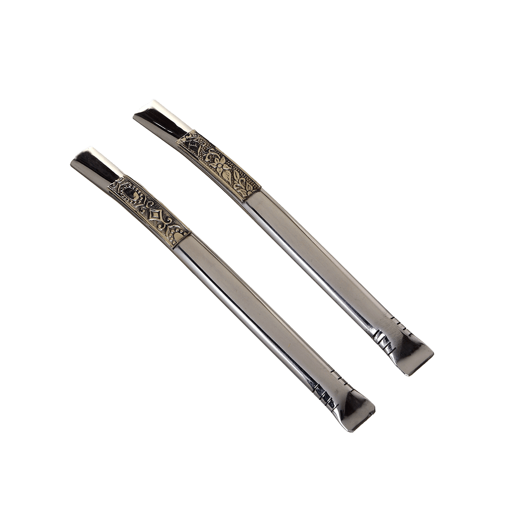 Bombilla Chata De Acero Y Alpaca