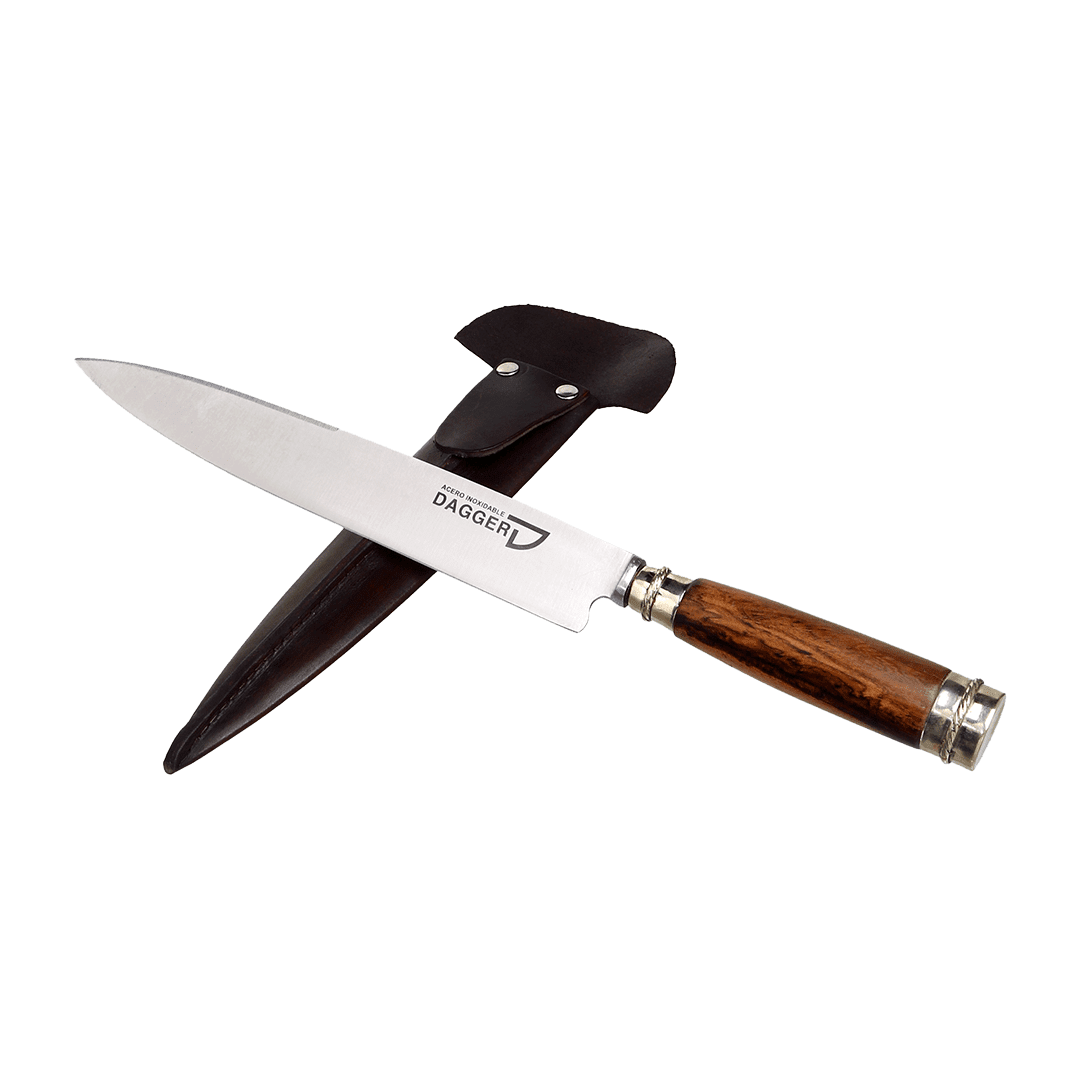 Cuchillo Cabo Madera y Alpaca con Doble Virola de Acero Inoxidable 20 cm