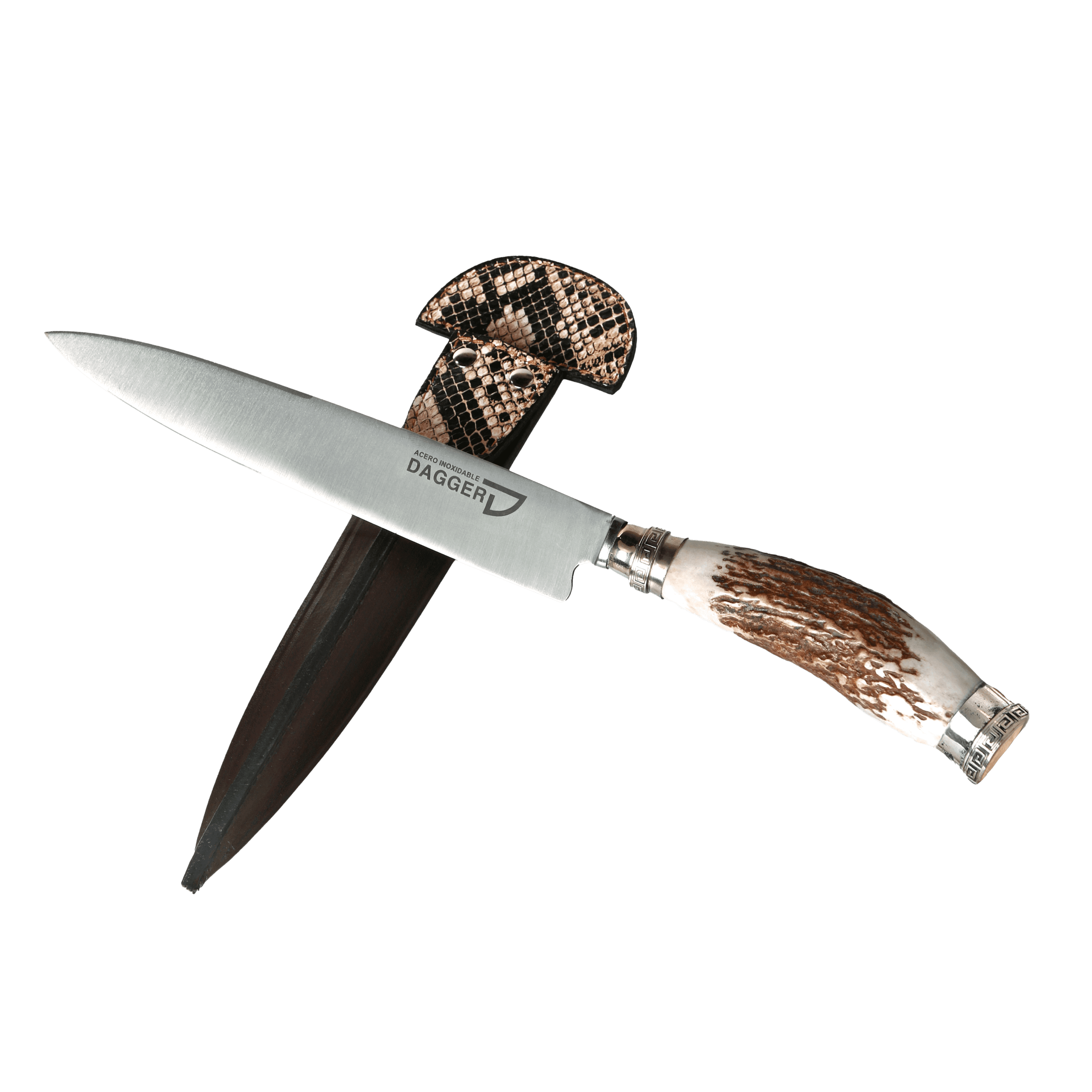 Cuchillo Artesanal Cabo Ciervo y Alpaca Vaina de Víbora
