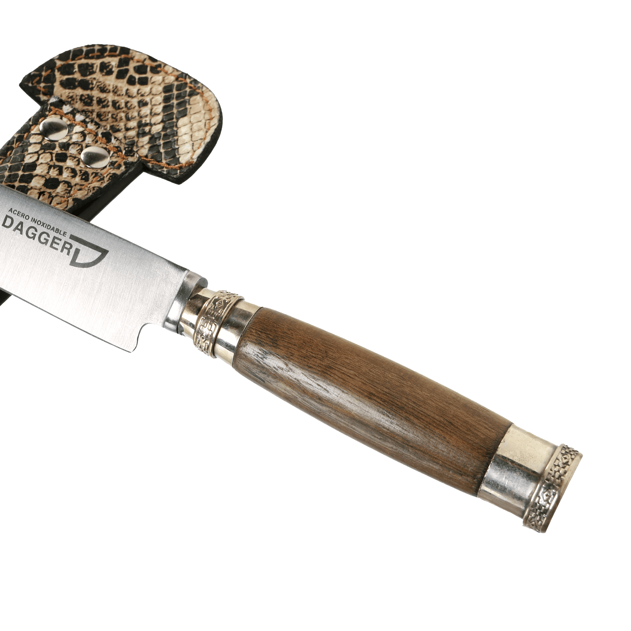 Cuchillo Cabo Madera Con Virolas de Alpaca con Vaina de Víbora