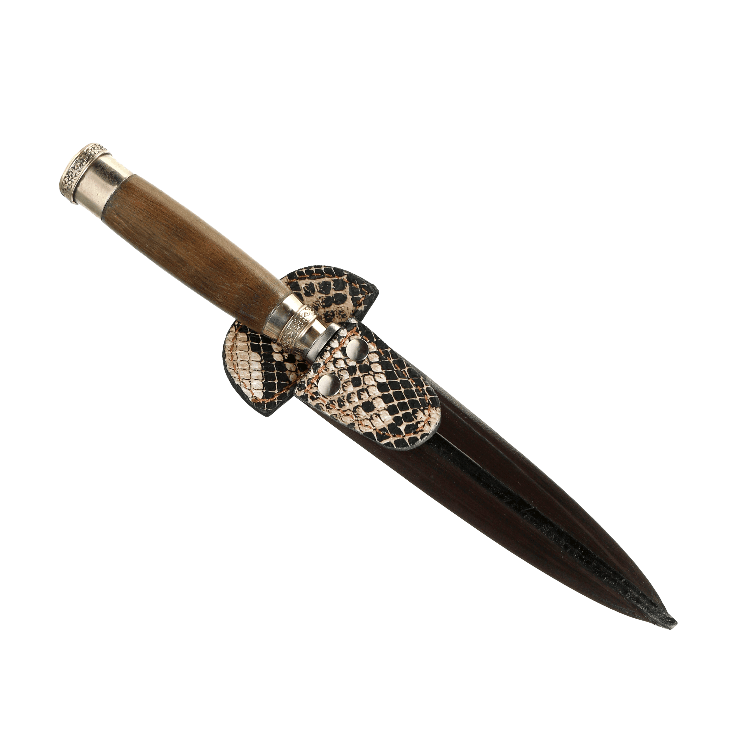 Cuchillo Cabo Madera Con Virolas de Alpaca con Vaina de Víbora