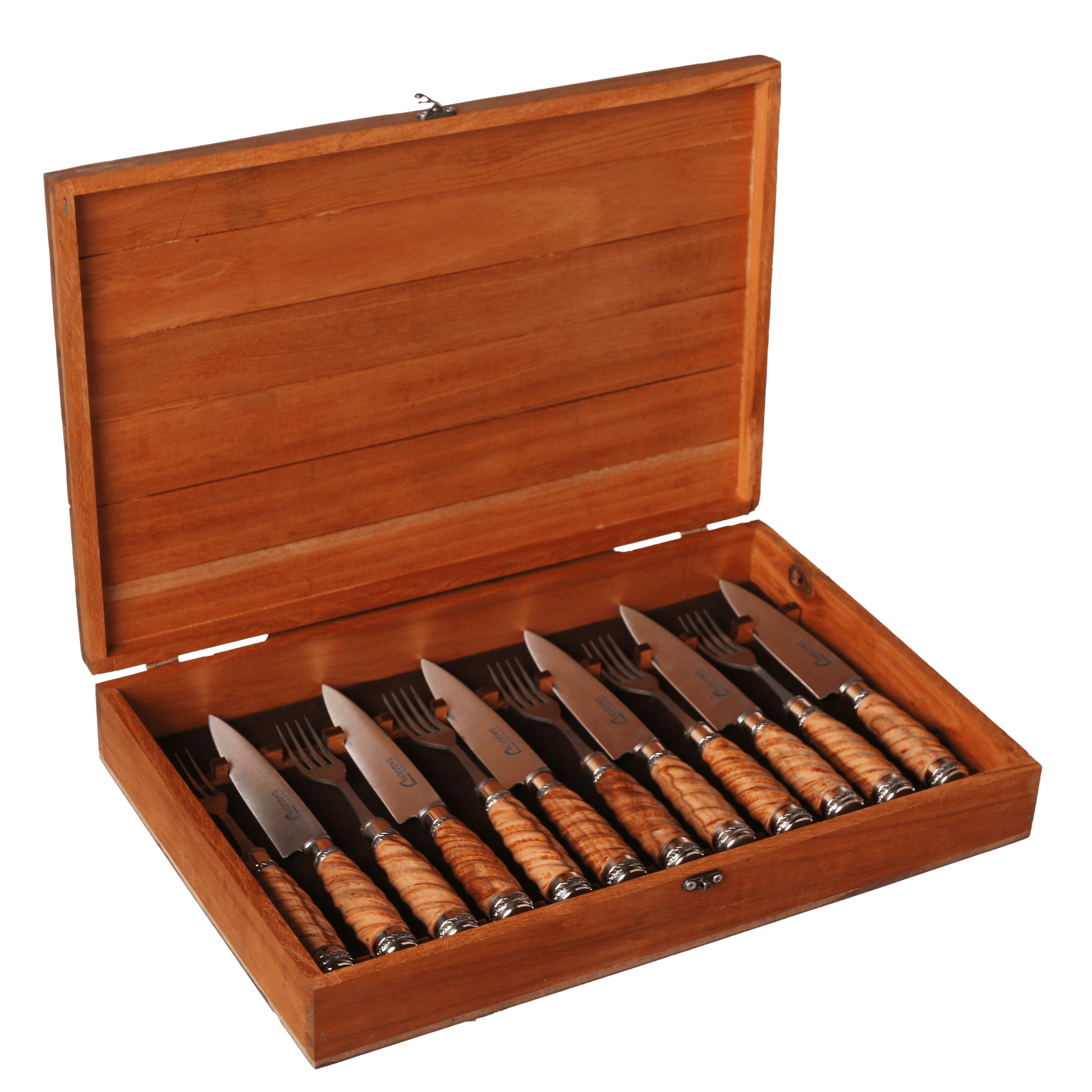 Set de 6 Juegos de Picnic Cabo Madera Galloneada con Alpaca 14 cm