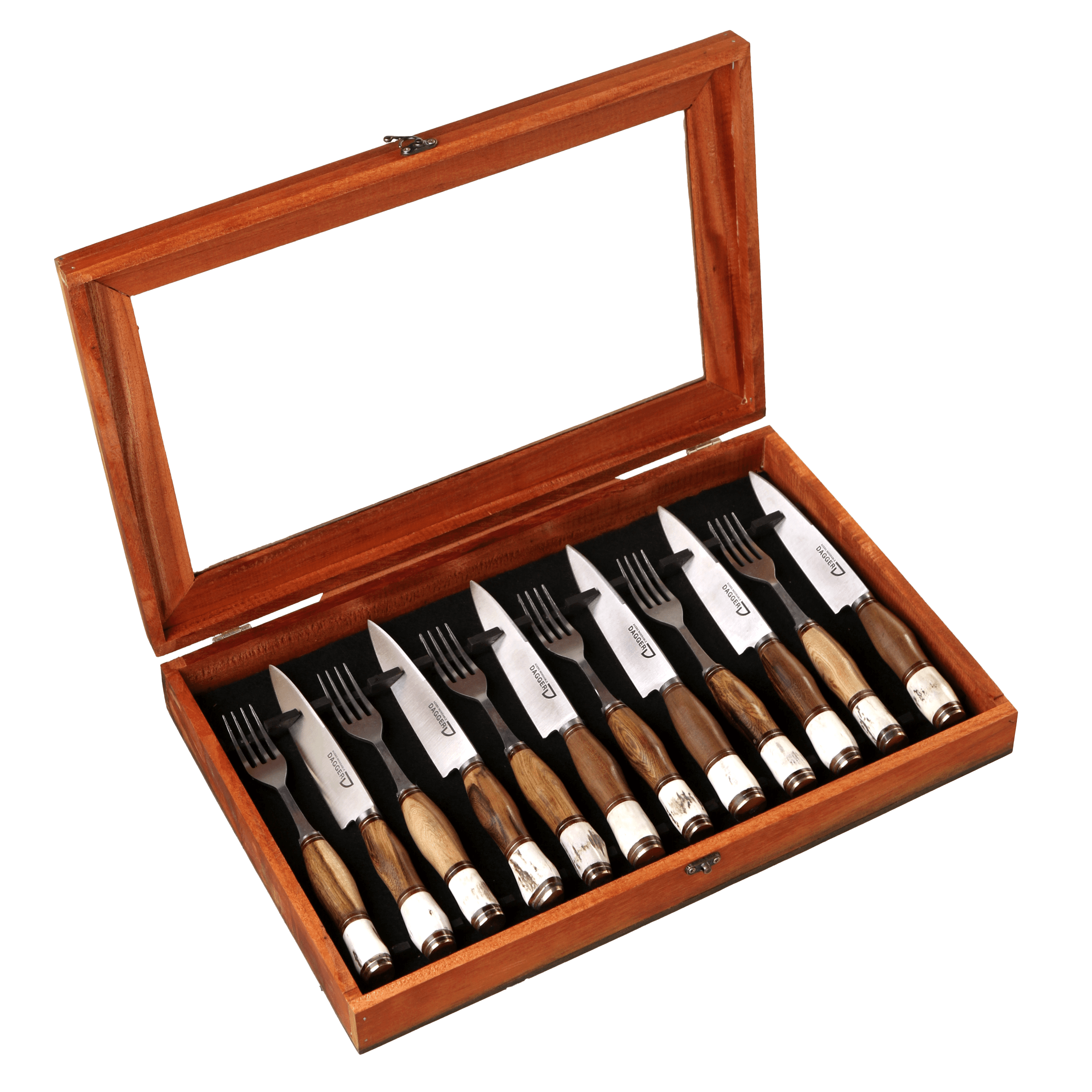 Set de 6 Juegos de Picnic Cabo Hueso y Madera 14 Cm