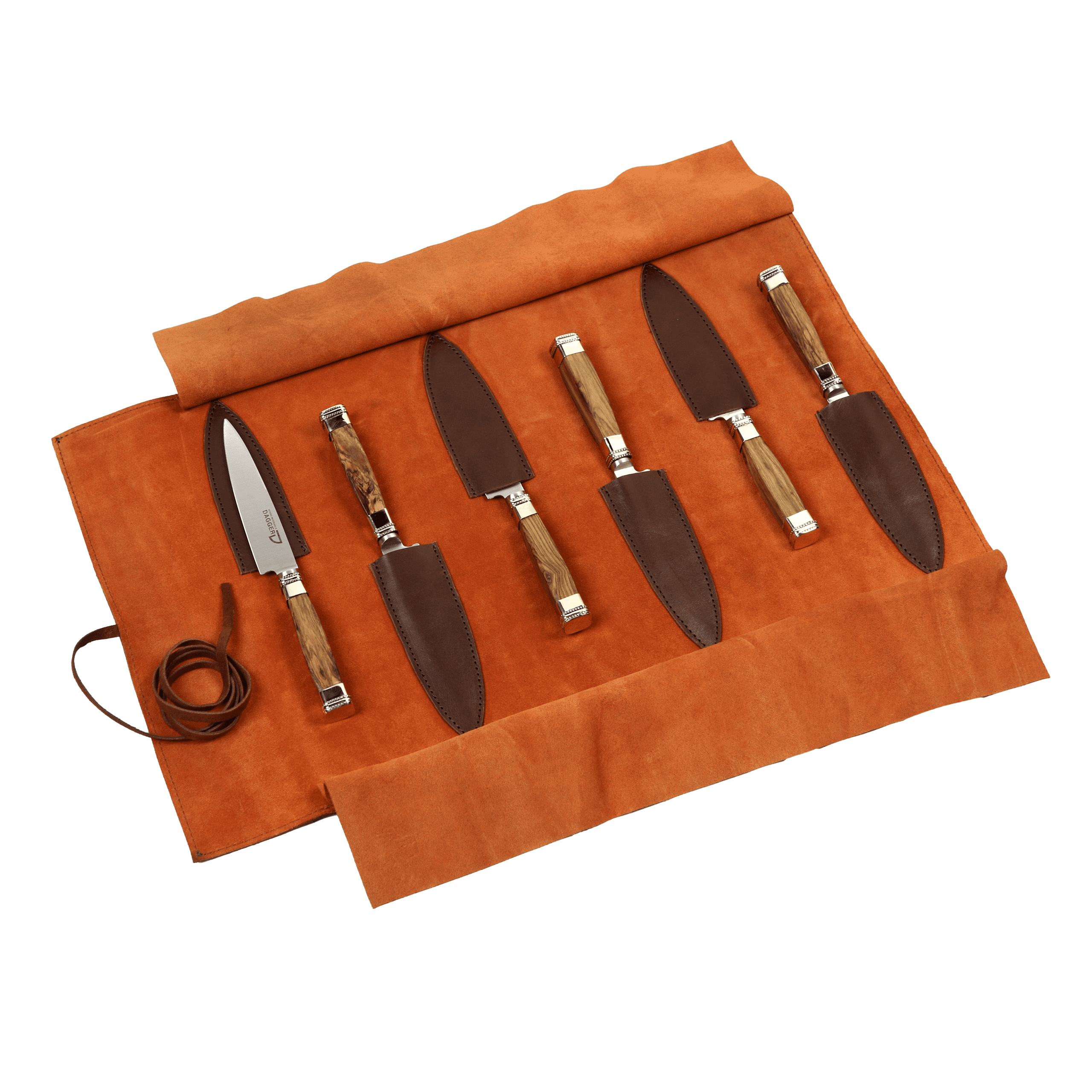 Juego de 6 Cuchillos Cabo Madera y Alpaca Cuadrada