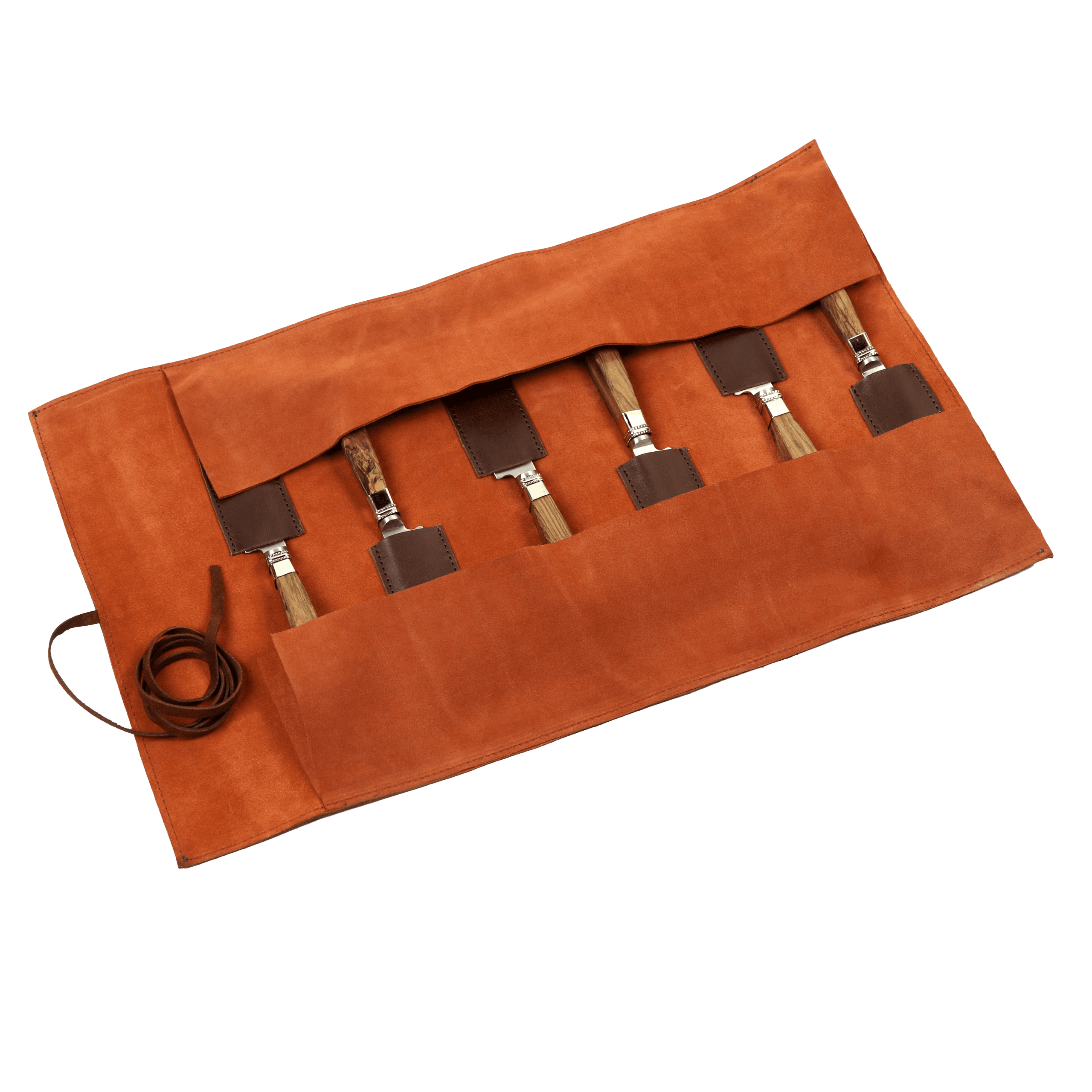 Juego de 6 Cuchillos Cabo Madera y Alpaca Cuadrada