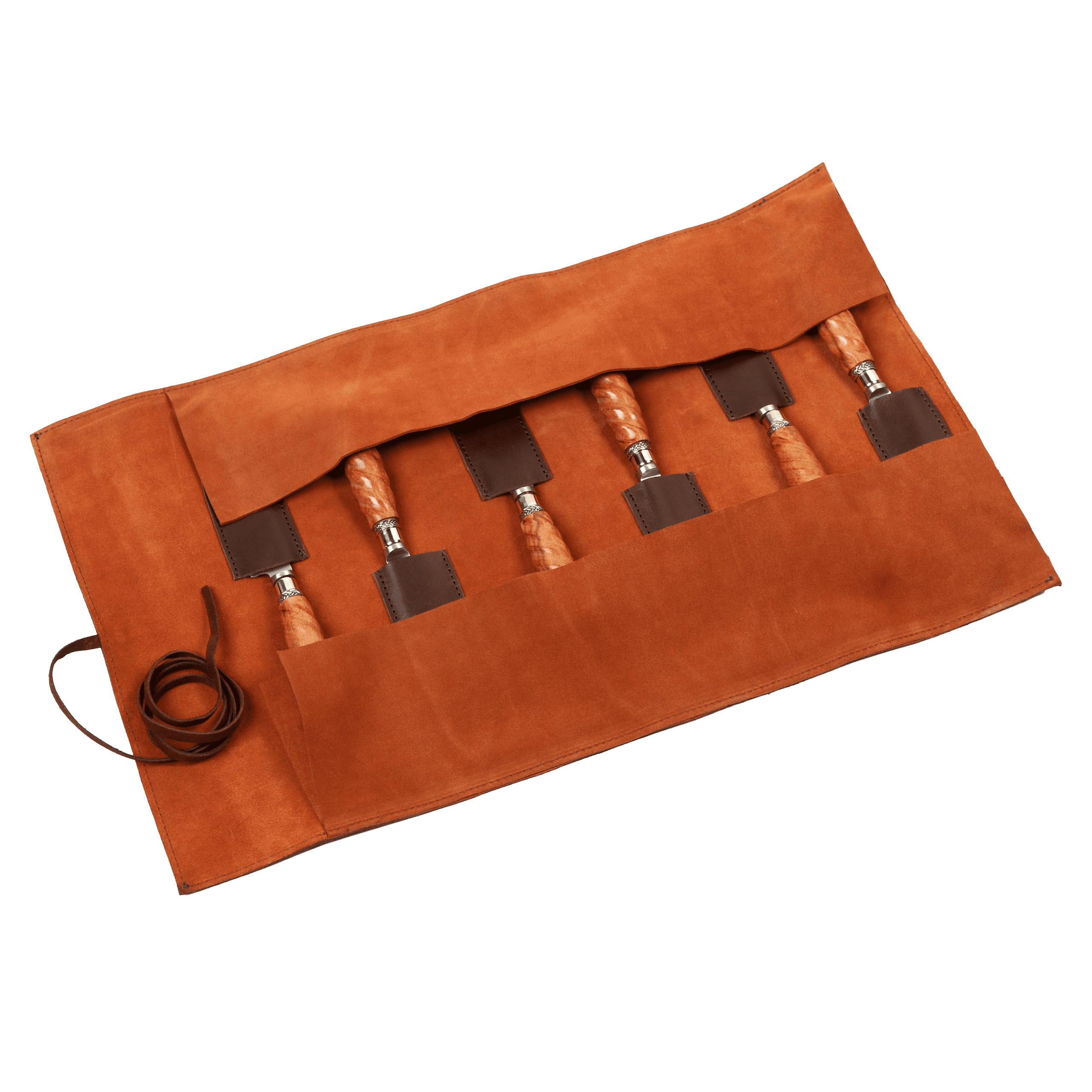 Juego de 6 Cuchillos Cabo Madera Galloneada y Alpaca