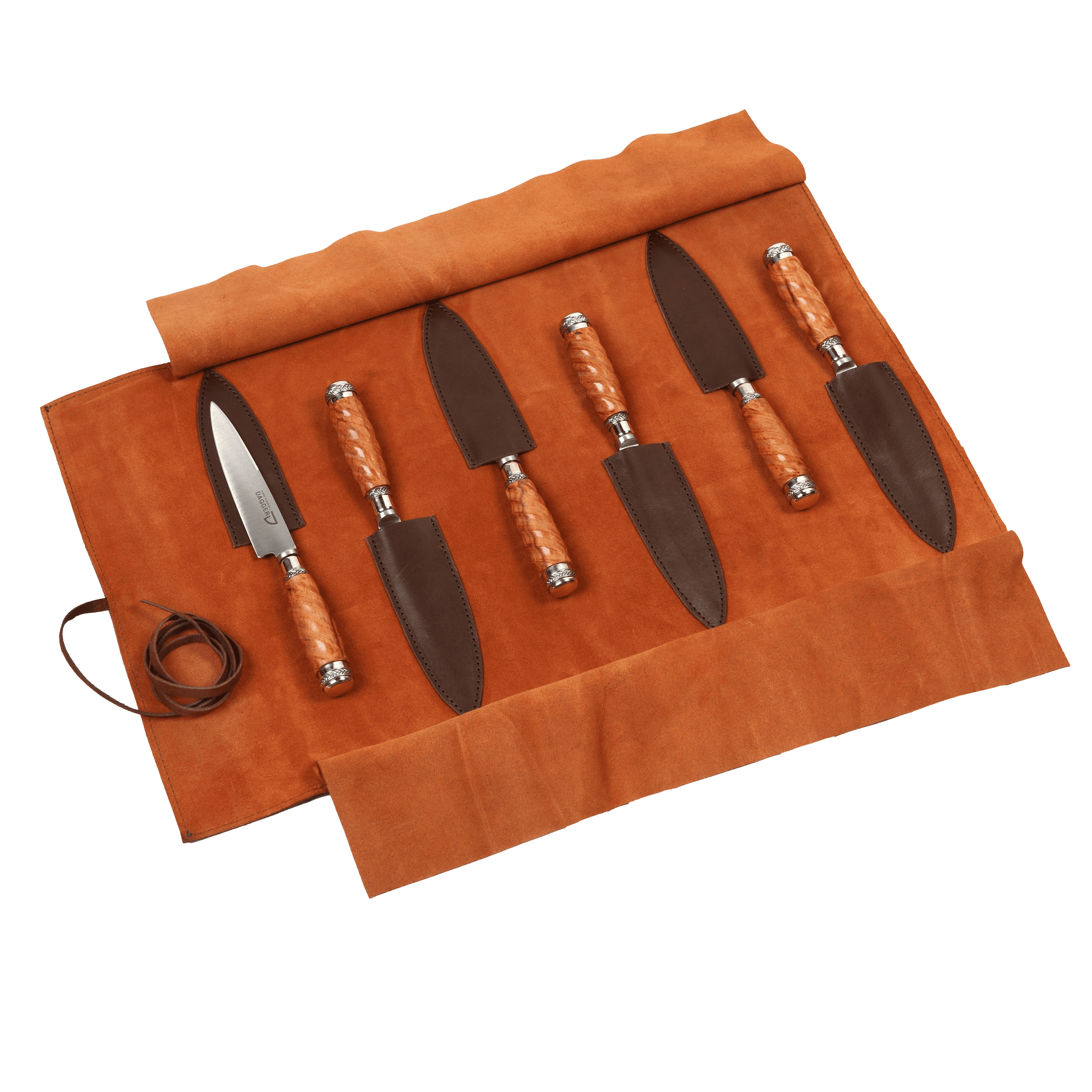 Juego de 6 Cuchillos Cabo Madera Galloneada y Alpaca