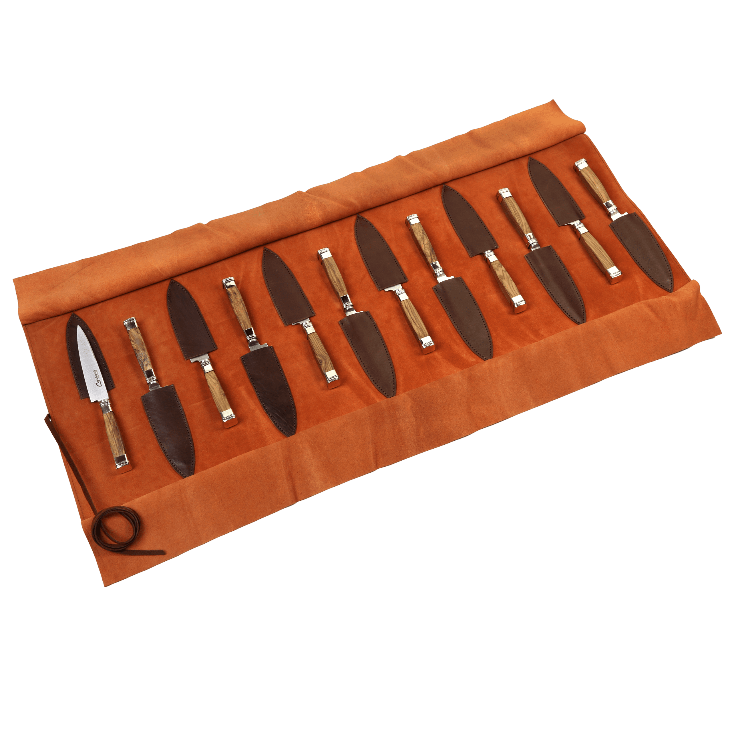 Juego de 12 Cuchillos Cabo Madera y Alpaca Cuadrada