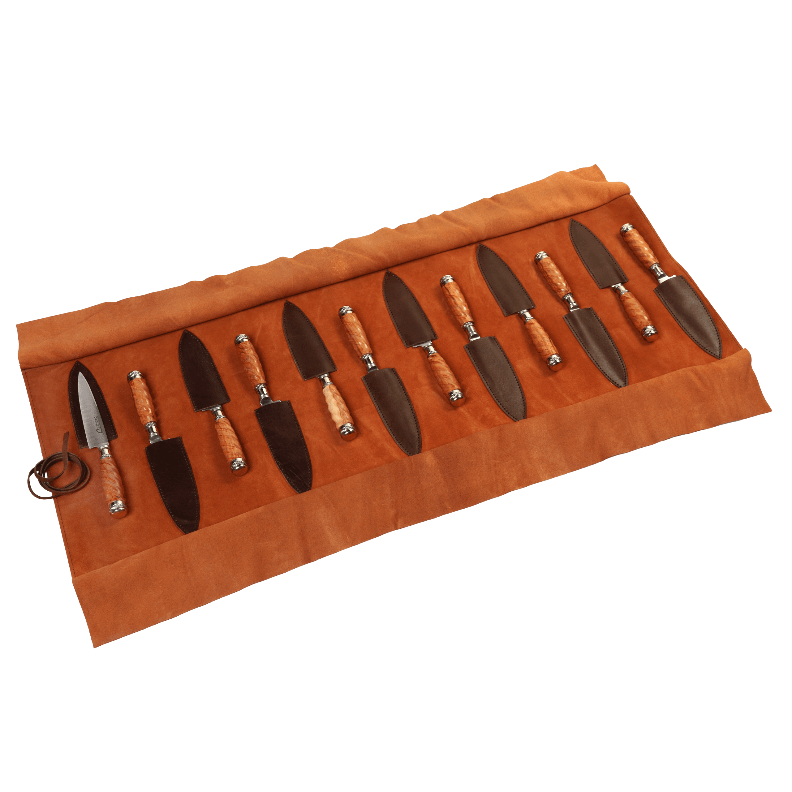 Juego de 12 Cuchillos Cabo Madera Galloneada y Alpaca