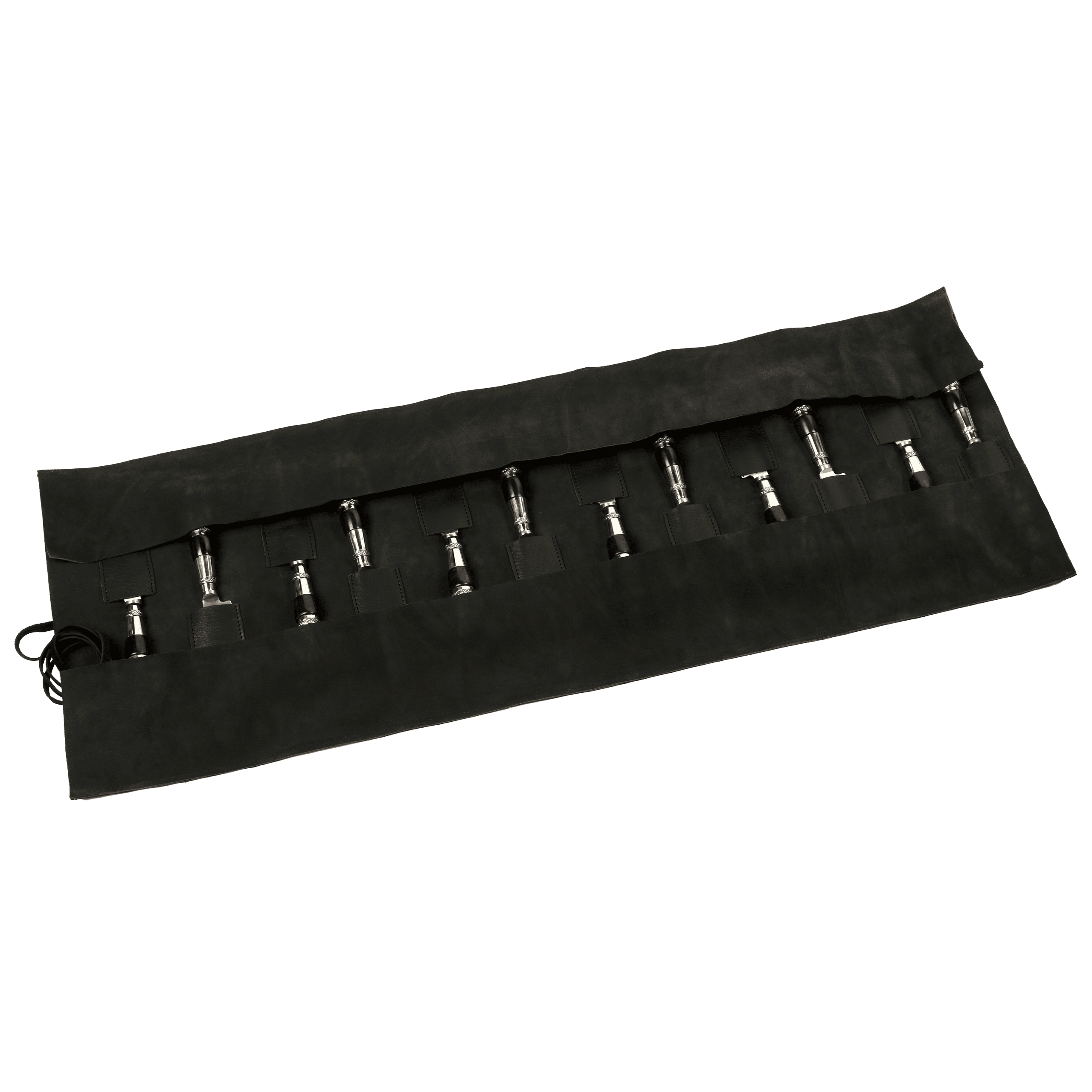 Juego de 12 Cuchillos Cabo Madera Negra con Triple Virola de Alpaca