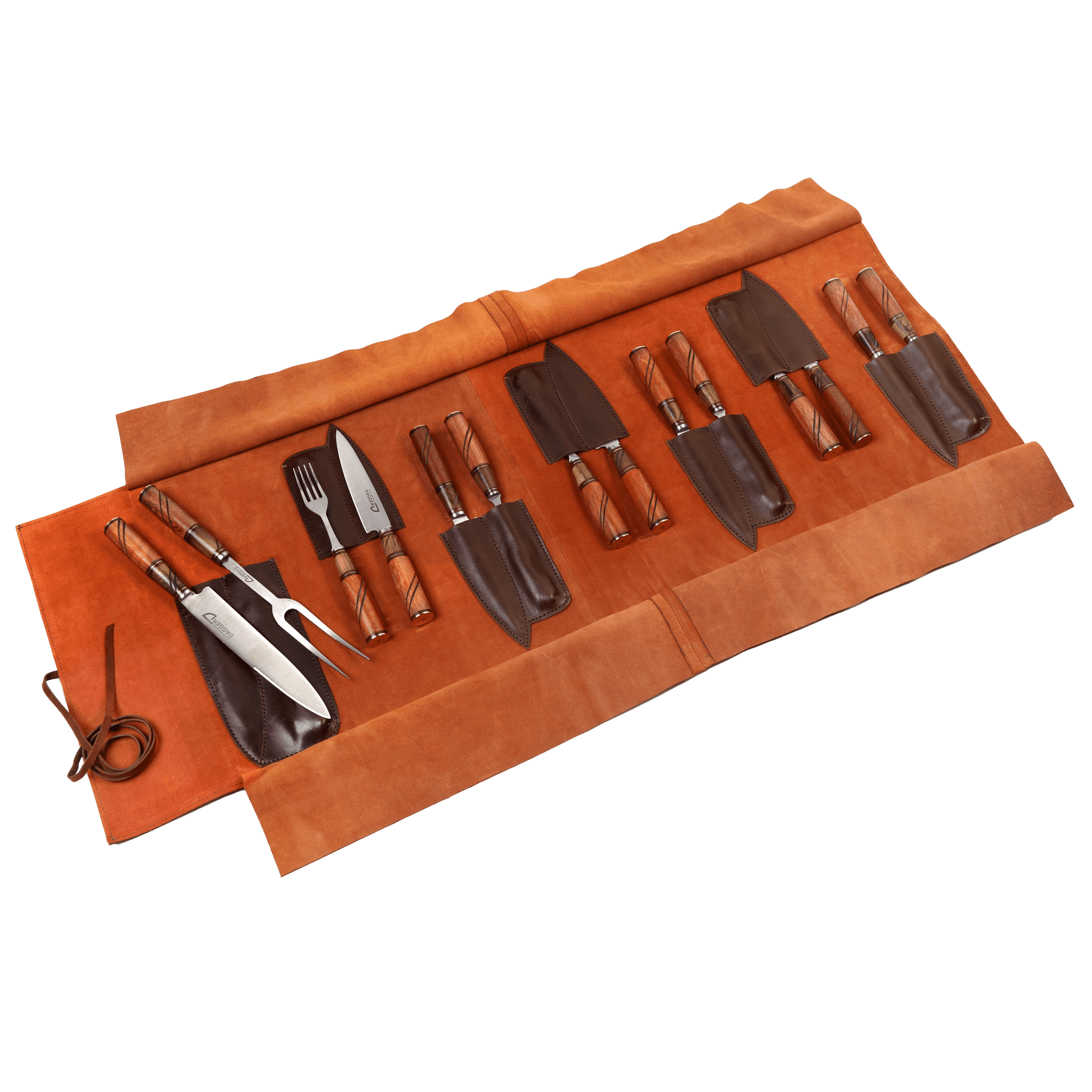 Set de Cubiertos 6 Juegos de Picnic + Juego de Trinchar Cabo Madera Combinada