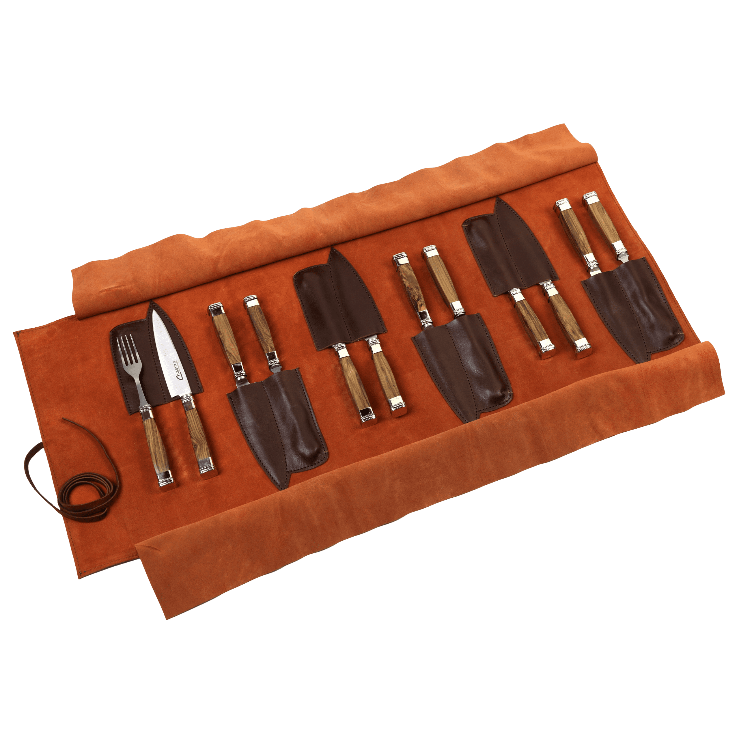 6 Juegos de Picnic Cabo Madera y Alpaca Cuadradas