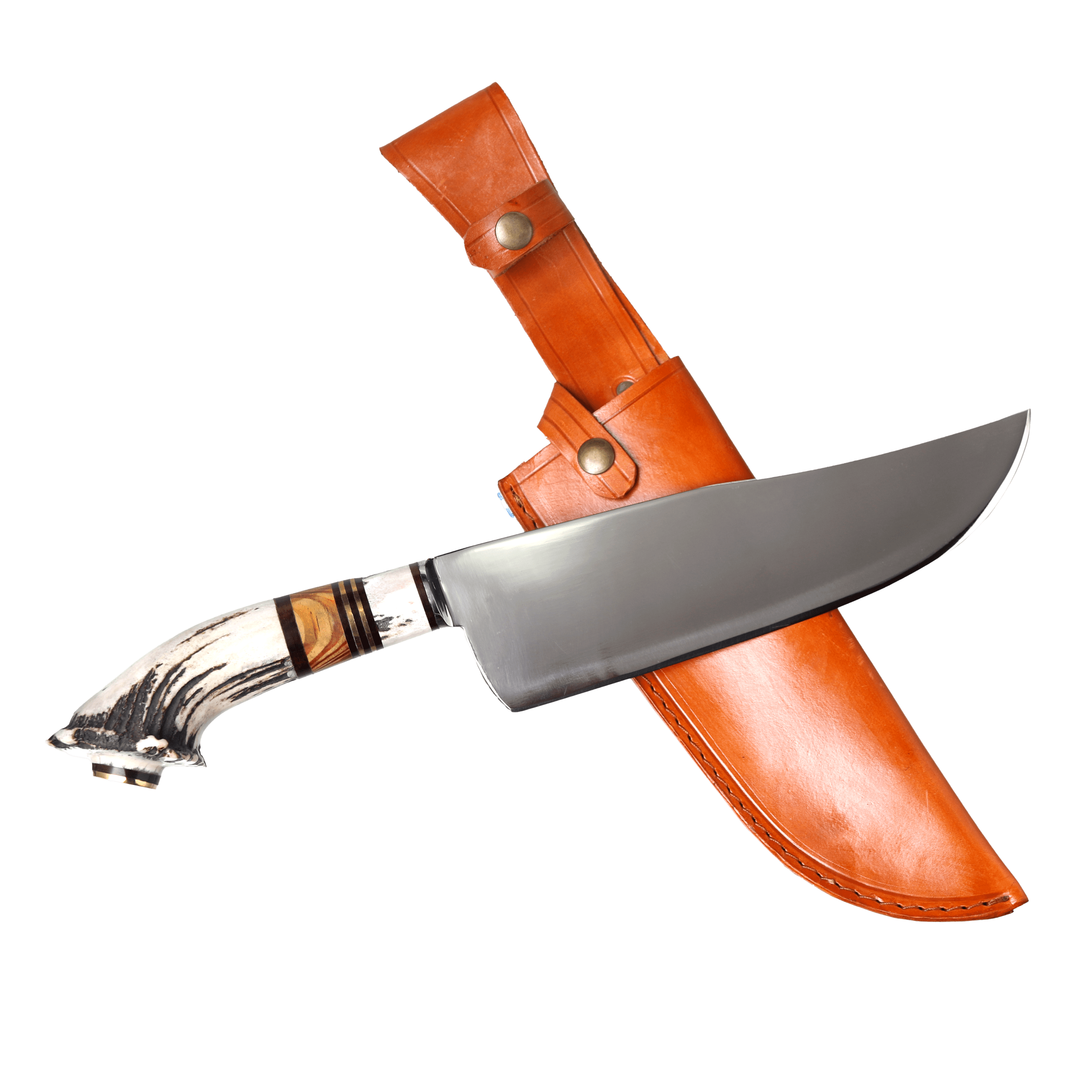 Cuchilla Entrerriana Hoja 26 Cm Cabo Madera y Ciervo con Roseta en Vaina con Broche