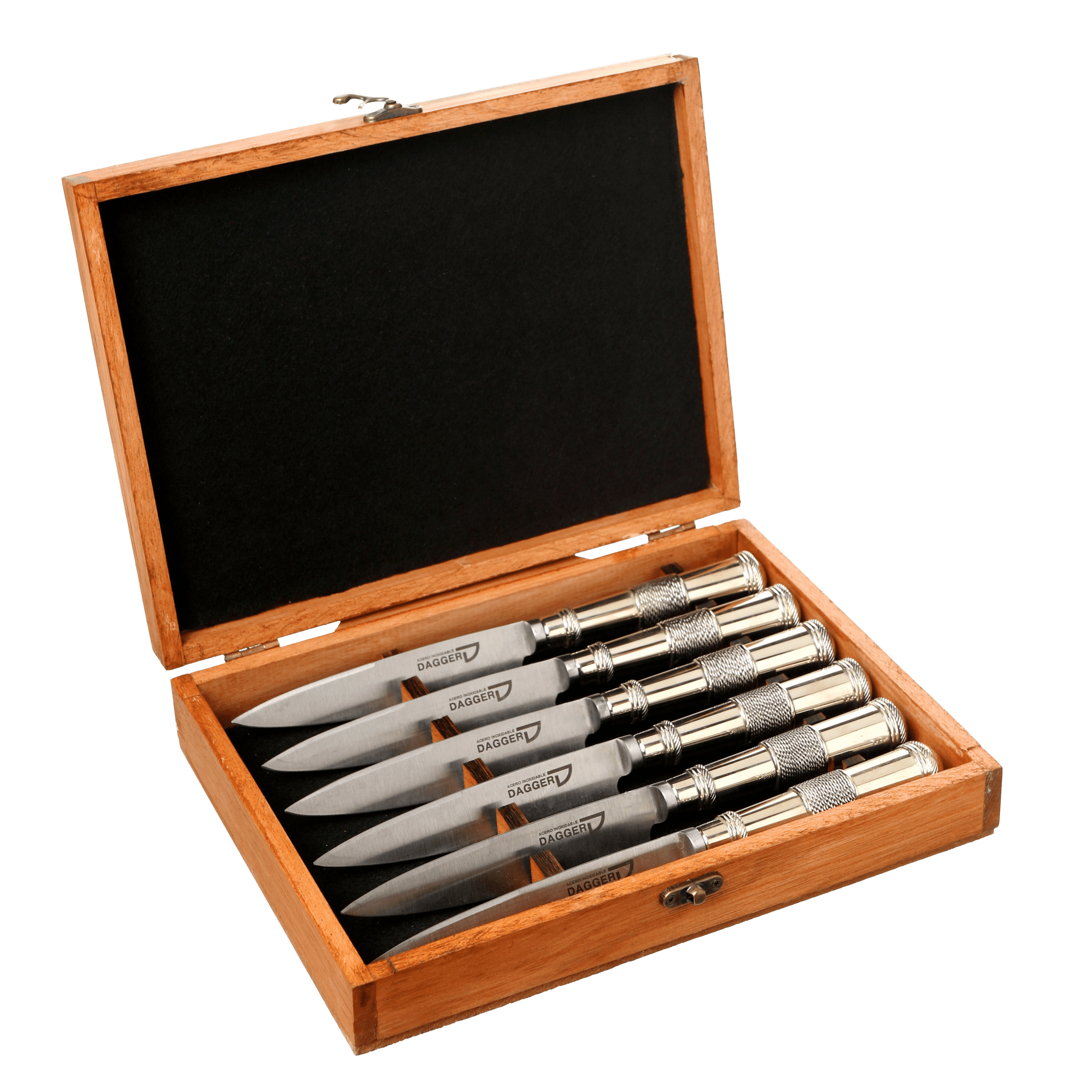 Caja de 6 Cuchillos De Alpaca con Detalle de Alambre 14 Cm