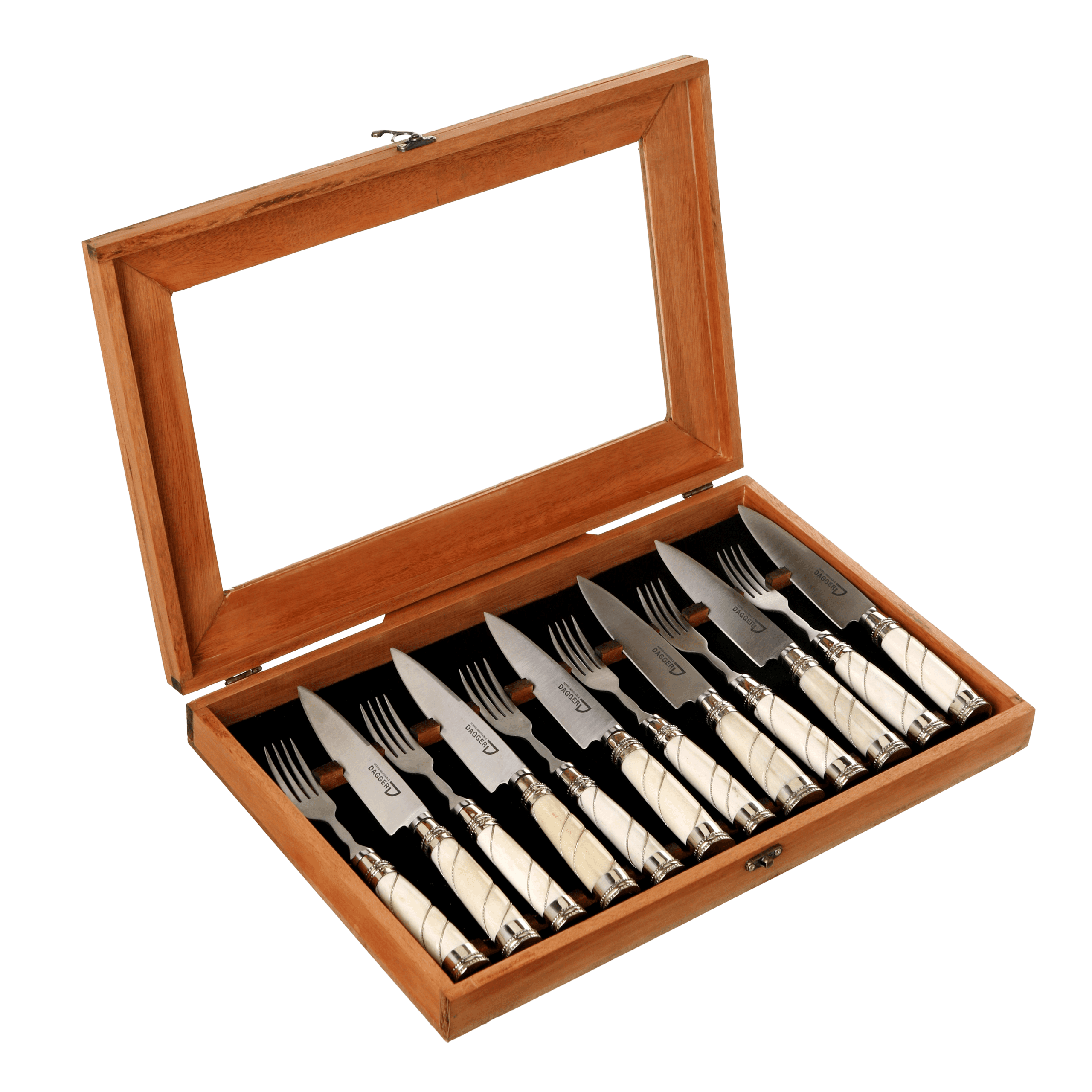 Set de 6 Juegos de Picnic Cabo Hueso y Alambre 14 Cm