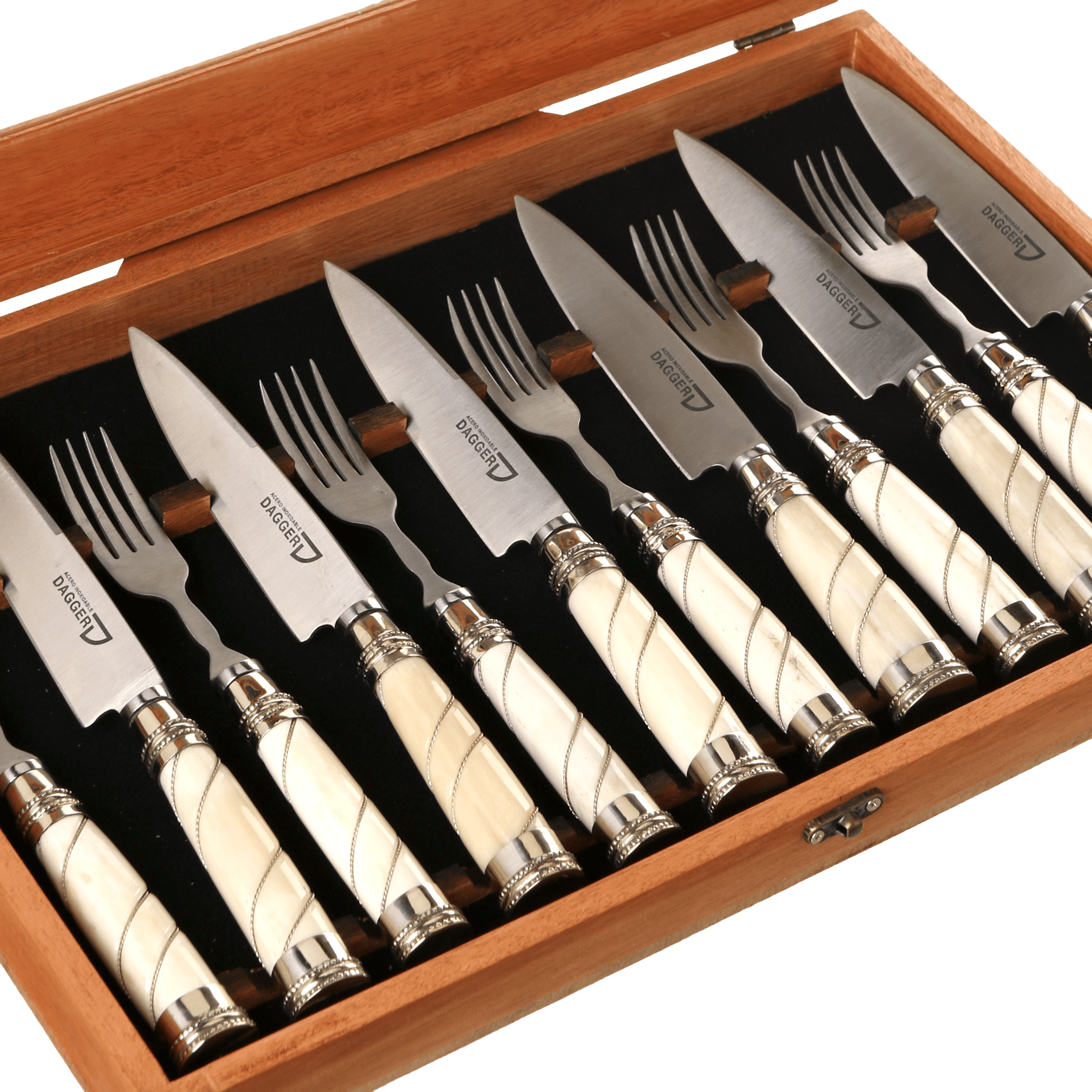 Set de 6 Juegos de Picnic Cabo Hueso y Alambre 14 Cm