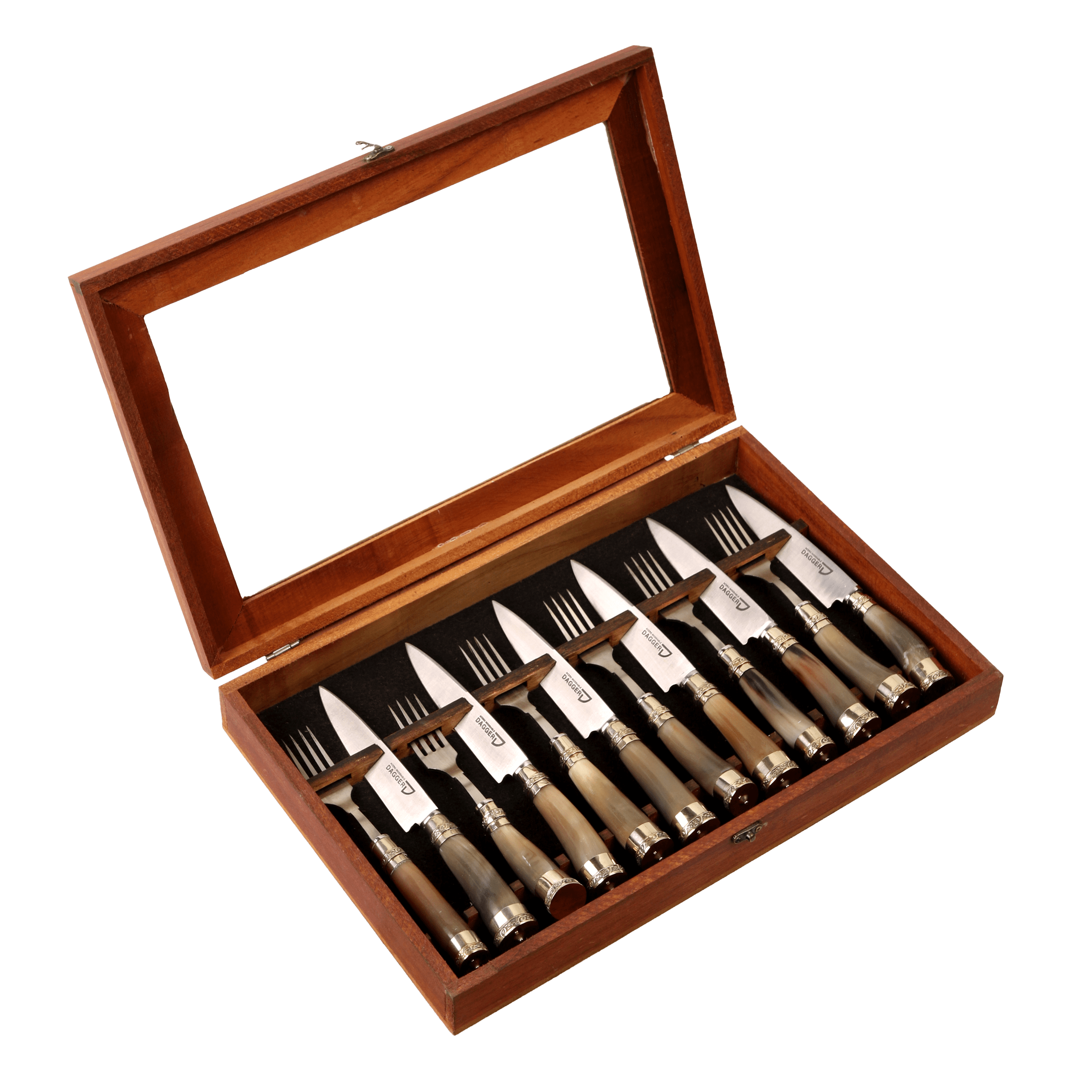 Set de 6 Juegos de Picnic Cabo Asta de Vaca y Alpaca