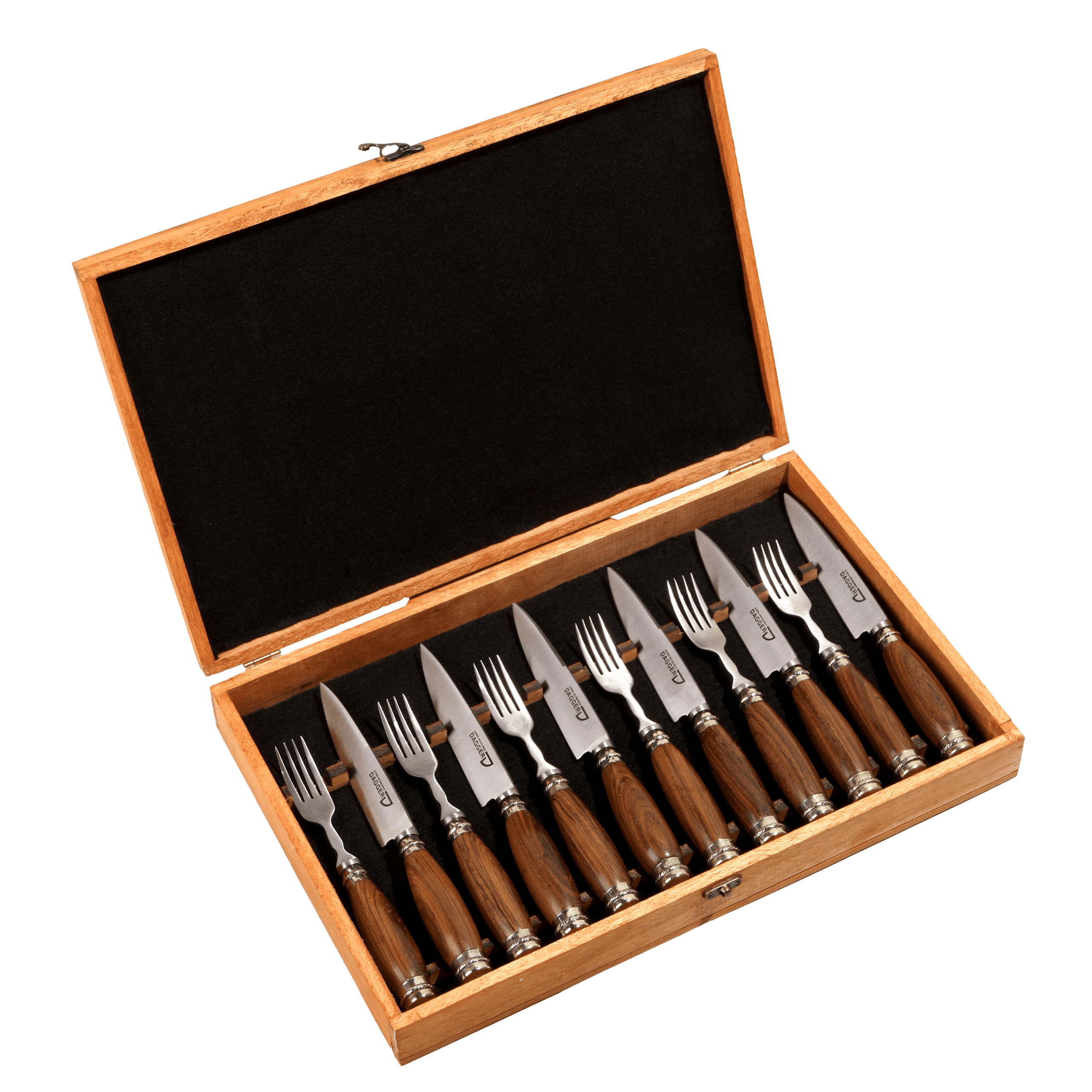 Set de 6 Juegos de Picnic Cabo Madera con Adorno de Alpaca 14 Cm