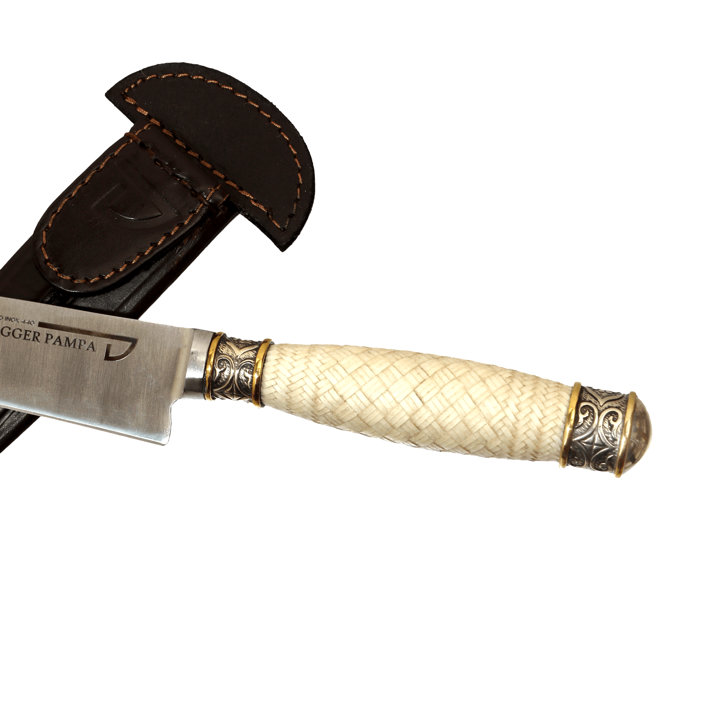 Cuchillo de Acero Inoxidable 440 Cabo Trenzado Fino con Virola de Alpaca y Bronce