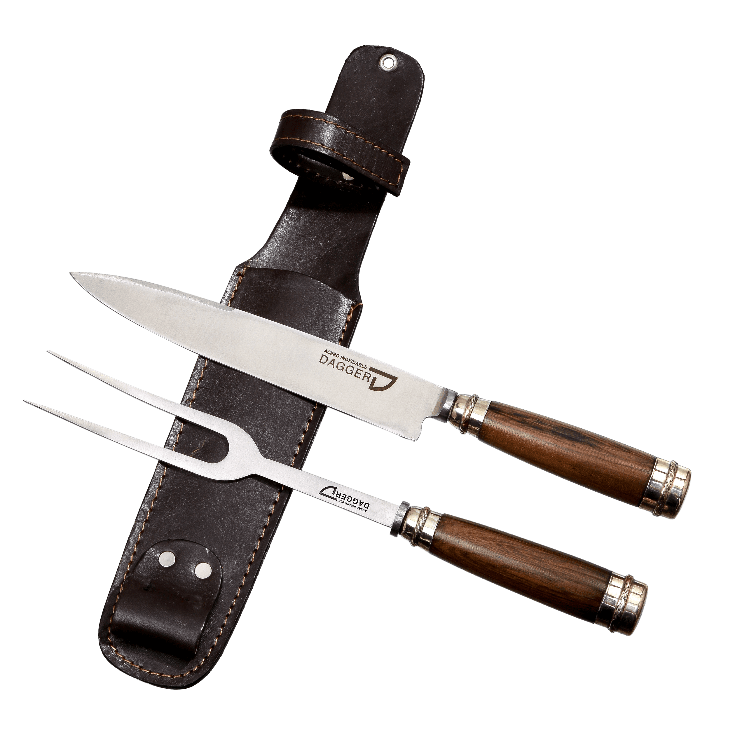 Juego De Trinchar Cabo Madera con Virola de Alpaca