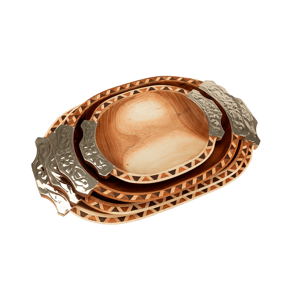 Batea Ovalada Taraceada con Alpaca