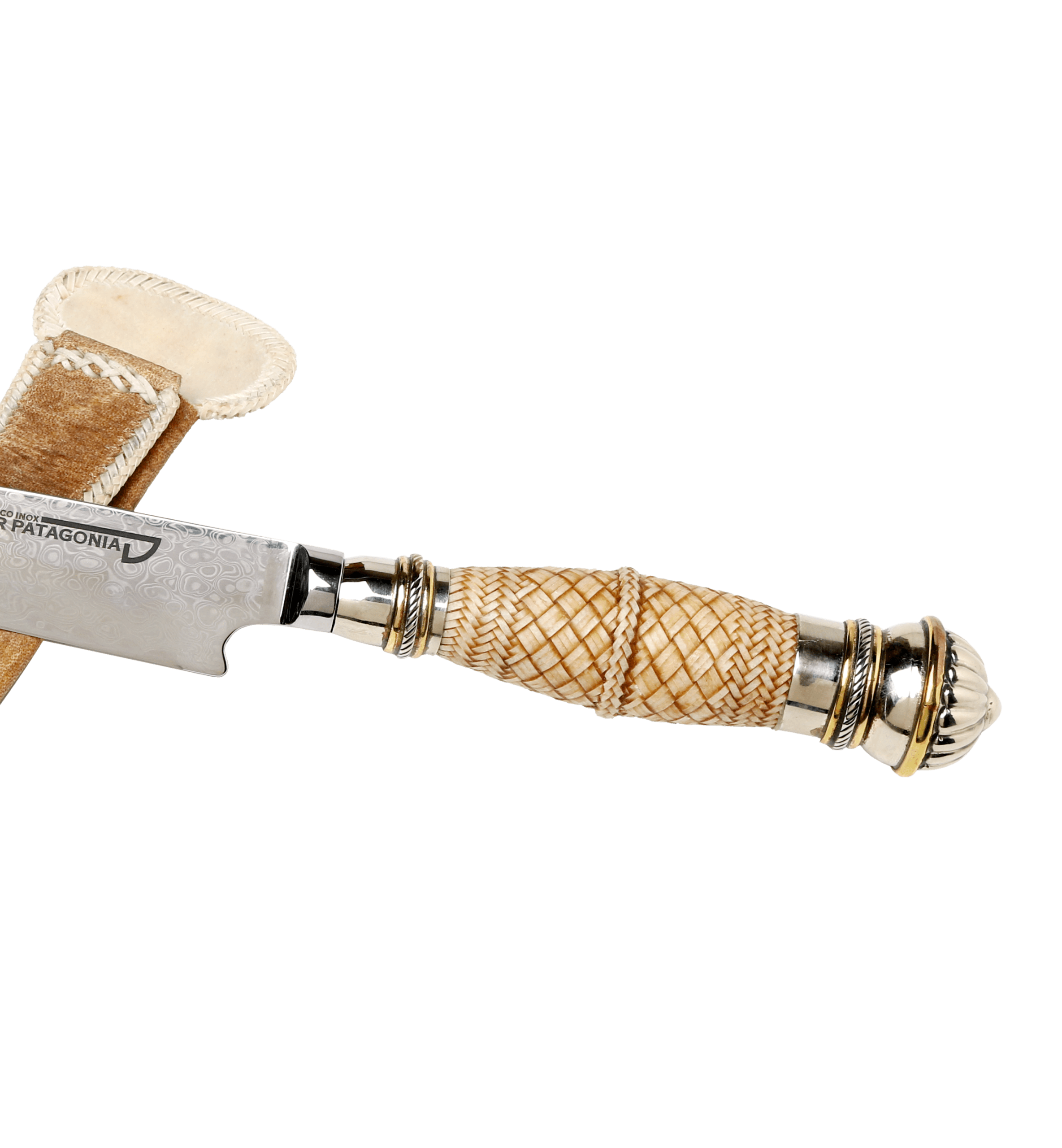 Cuchillo de Acero Damasco +Vg10 Cabo Trenzado con Virola Luis XV