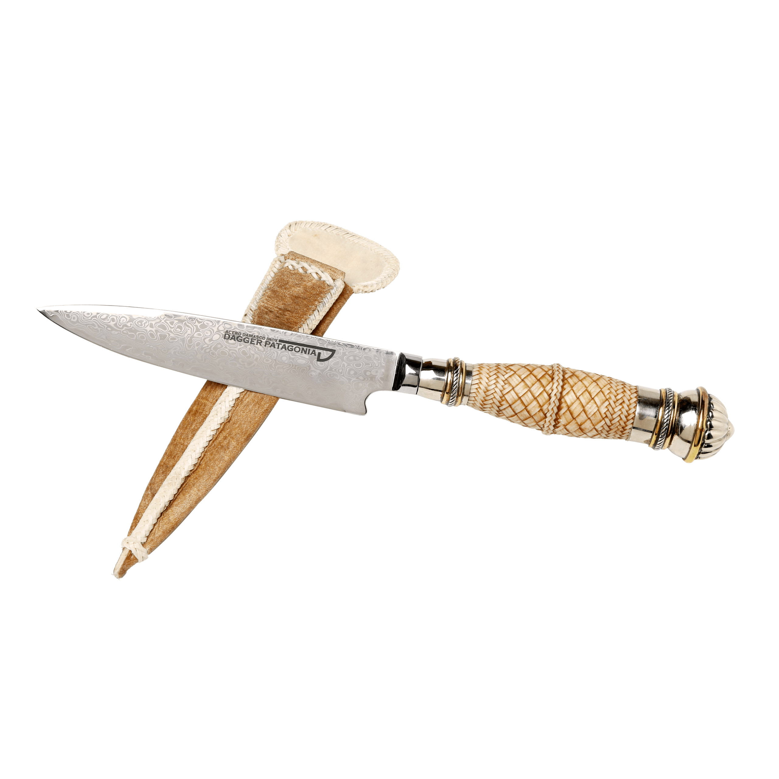 Cuchillo de Acero Damasco +Vg10 Cabo Trenzado con Virola Luis XV