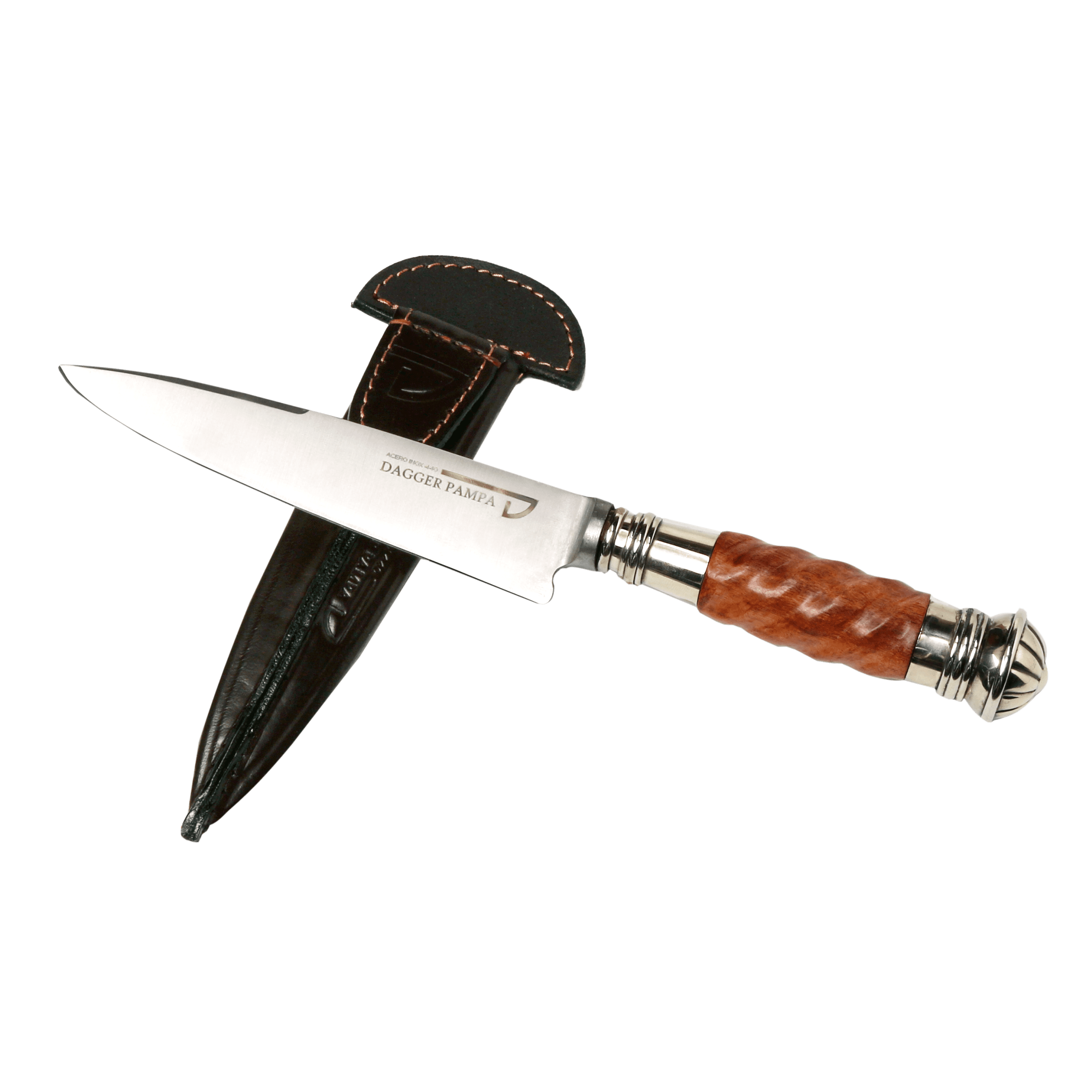 Cuchillo de Acero Inoxidable 440 Cabo Madera Galloneada con Virolas de Alpaca