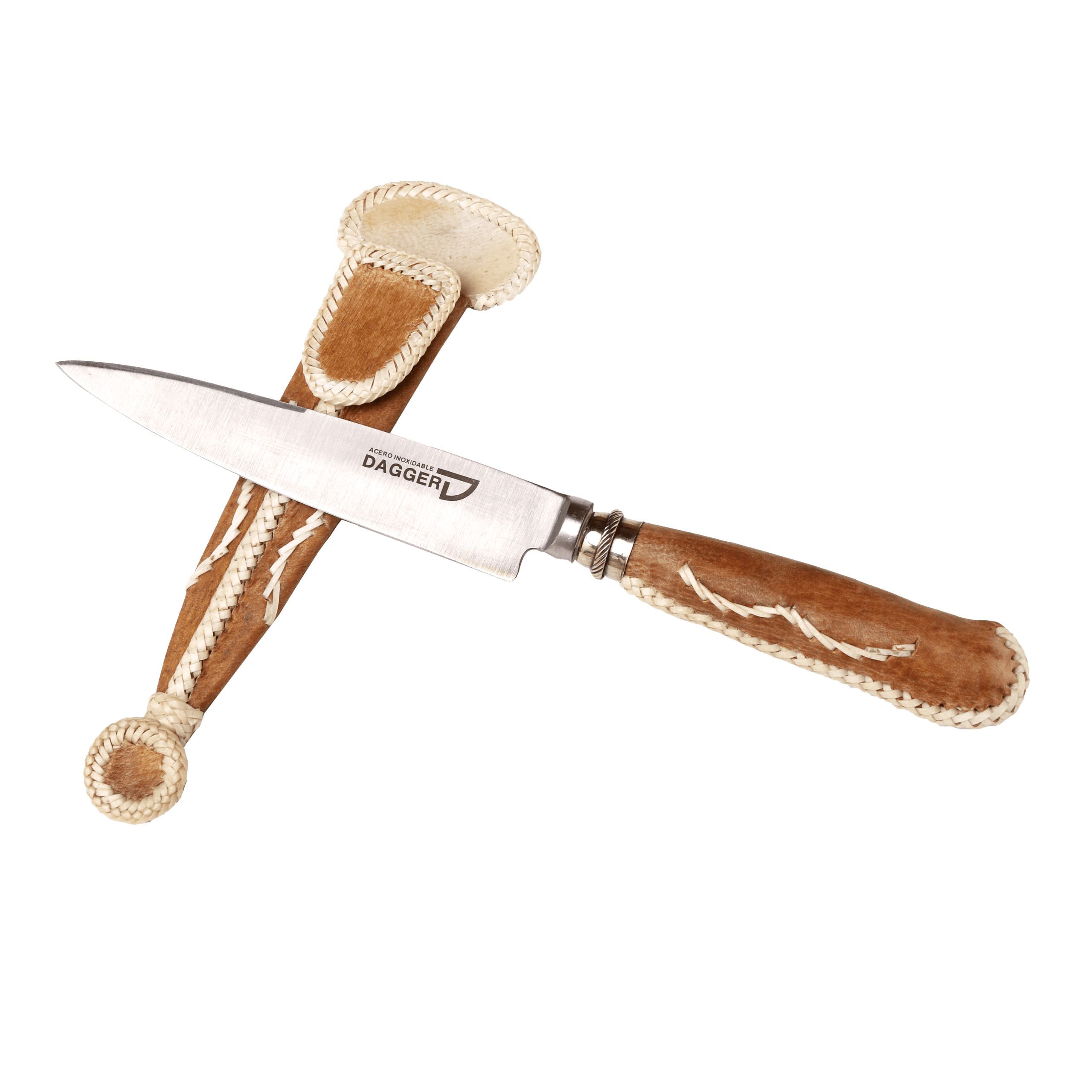 Cuchillo Cabo De Cuero Sobado Bordado con Vaina Bordada 14 cm