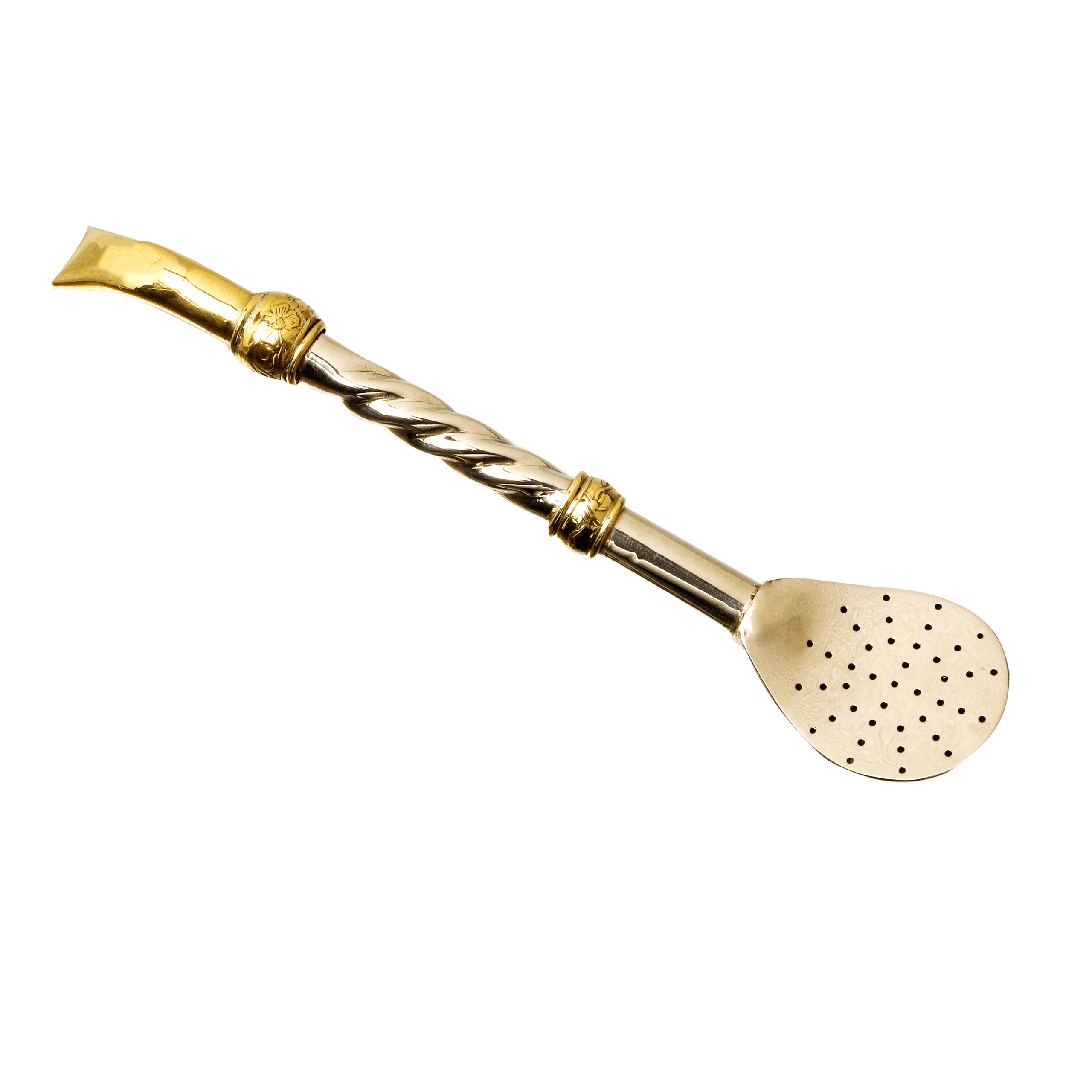 Bombillón de alpaca con pico curvo y doble dije