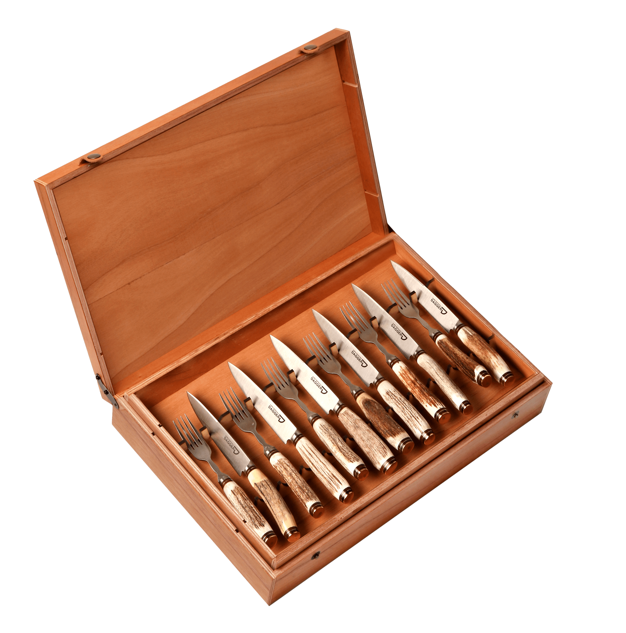 Set de 12 Juegos de Picnic Cabo Ciervo 14 cm en Caja de Cedro