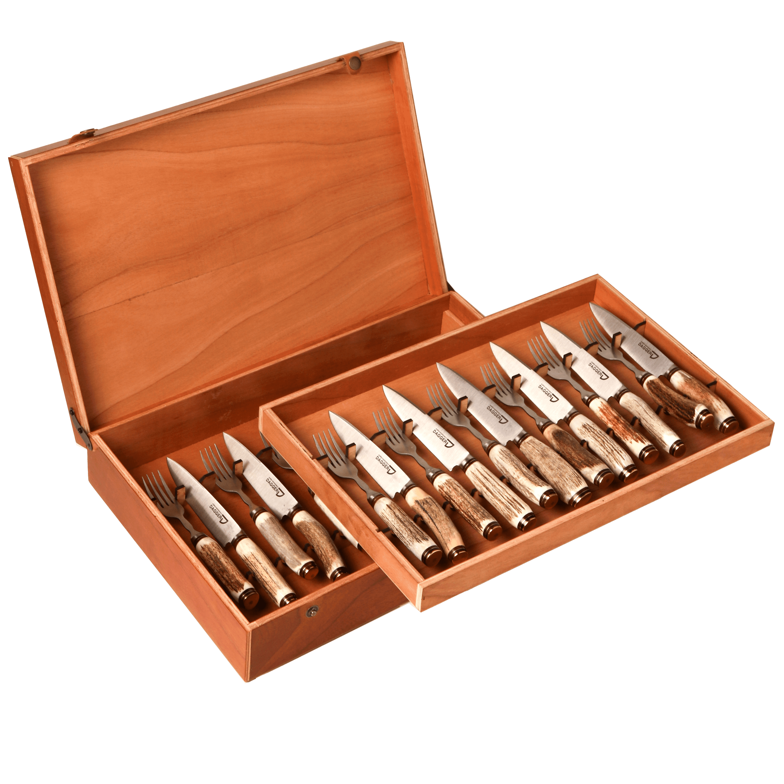 Set de 12 Juegos de Picnic Cabo Ciervo 14 cm en Caja de Cedro