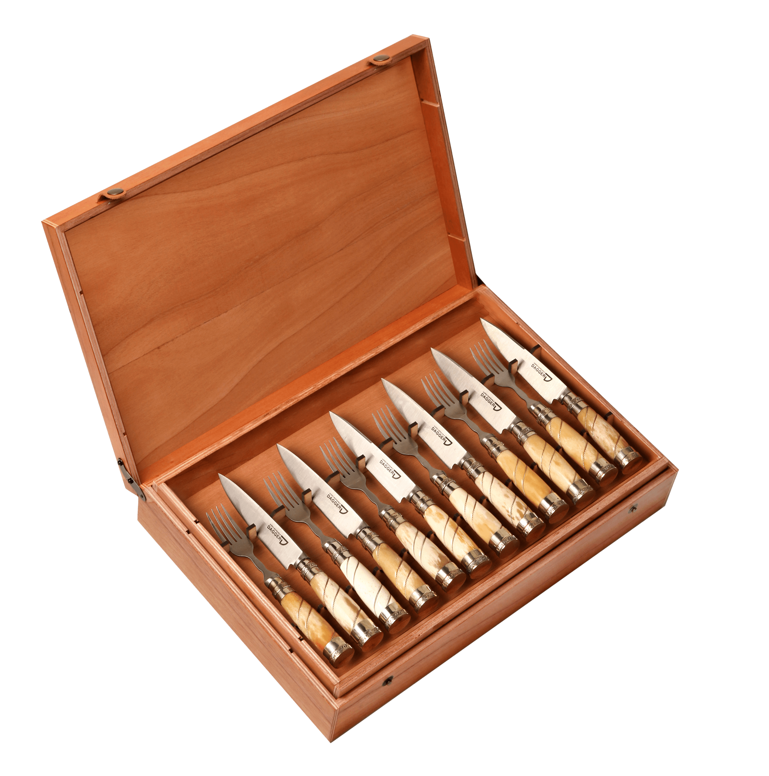 Set de 12 Juegos de Picnic Cabo Hueso de Potro y Alpaca con Alambre 14 cm