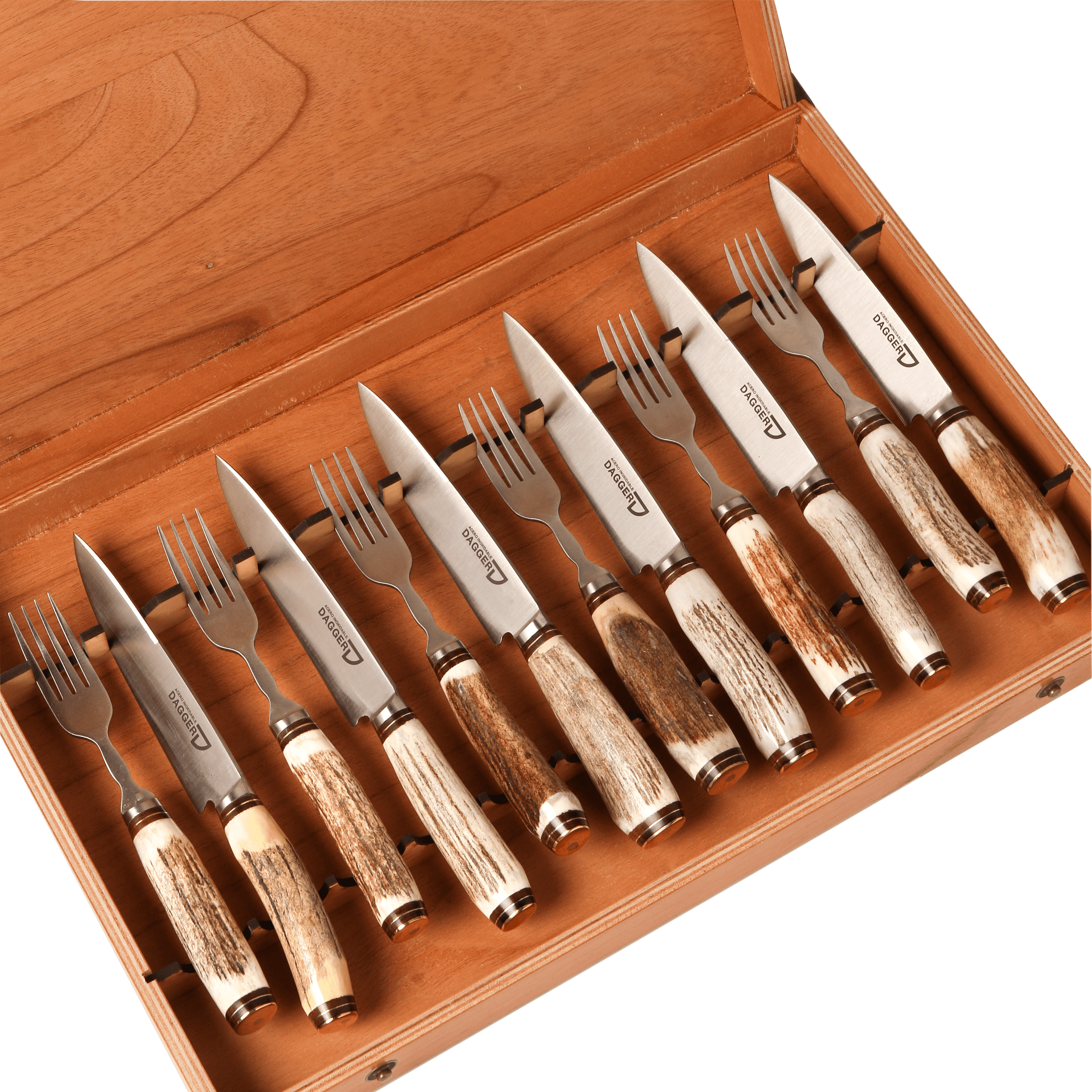 Set de 6 Juegos de Picnic Cabo Ciervo 14 cm en Caja de Cedro