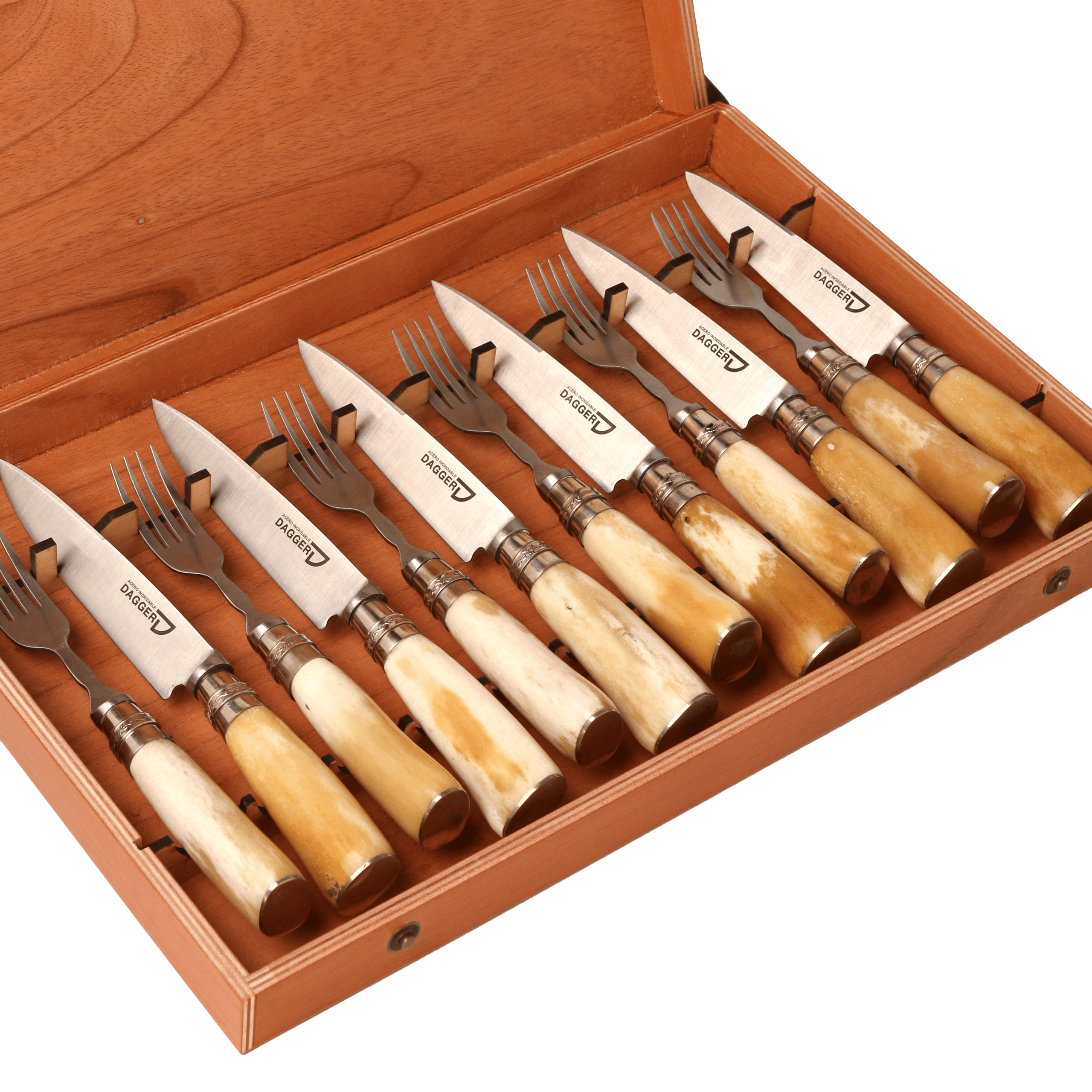 Set de 6 Juegos de Picnic Cabo Hueso de Potro y Alpaca 14 cm