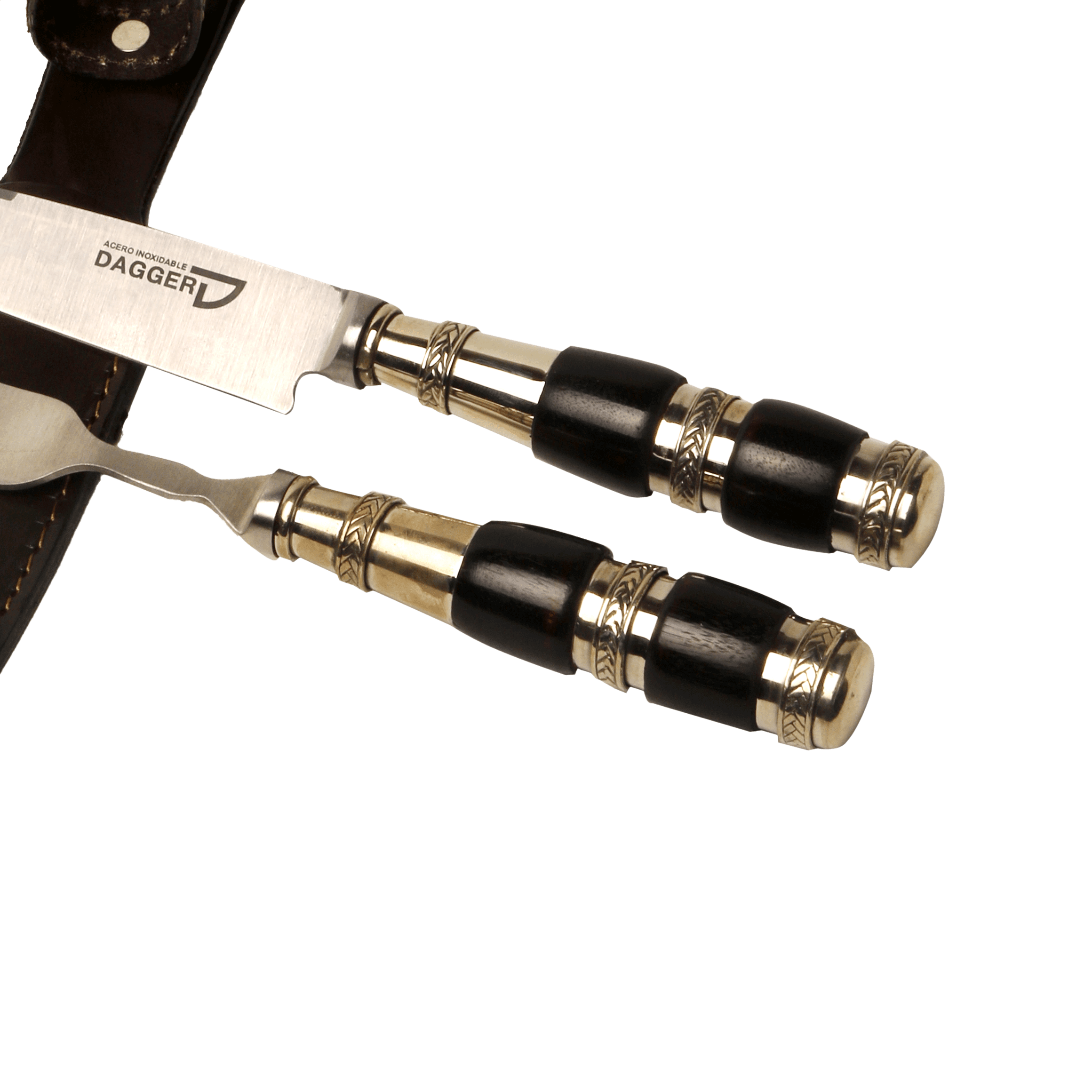 Juego de Picnic Cabo Madera Negra y Triple Virola de Alpaca