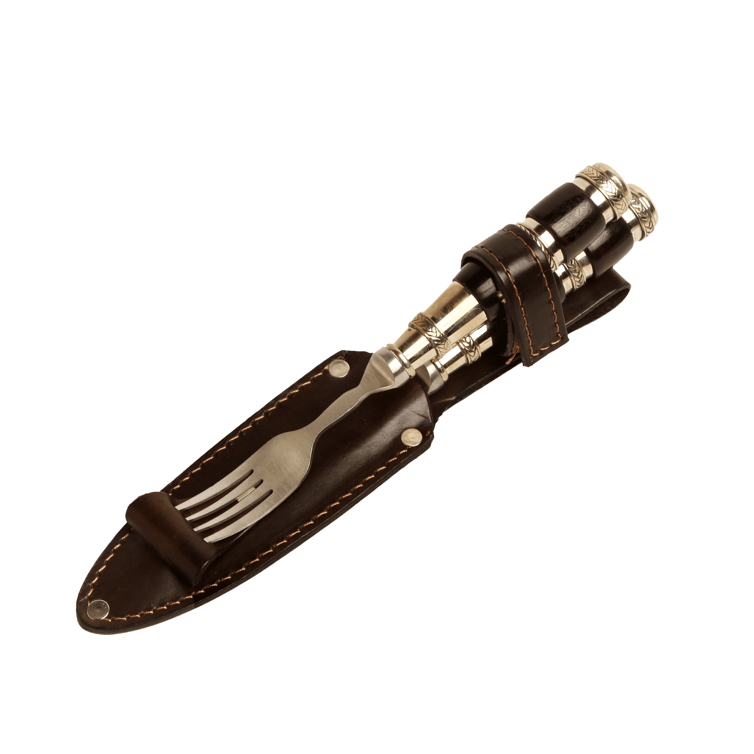 Juego de Picnic Cabo Madera Negra y Triple Virola de Alpaca