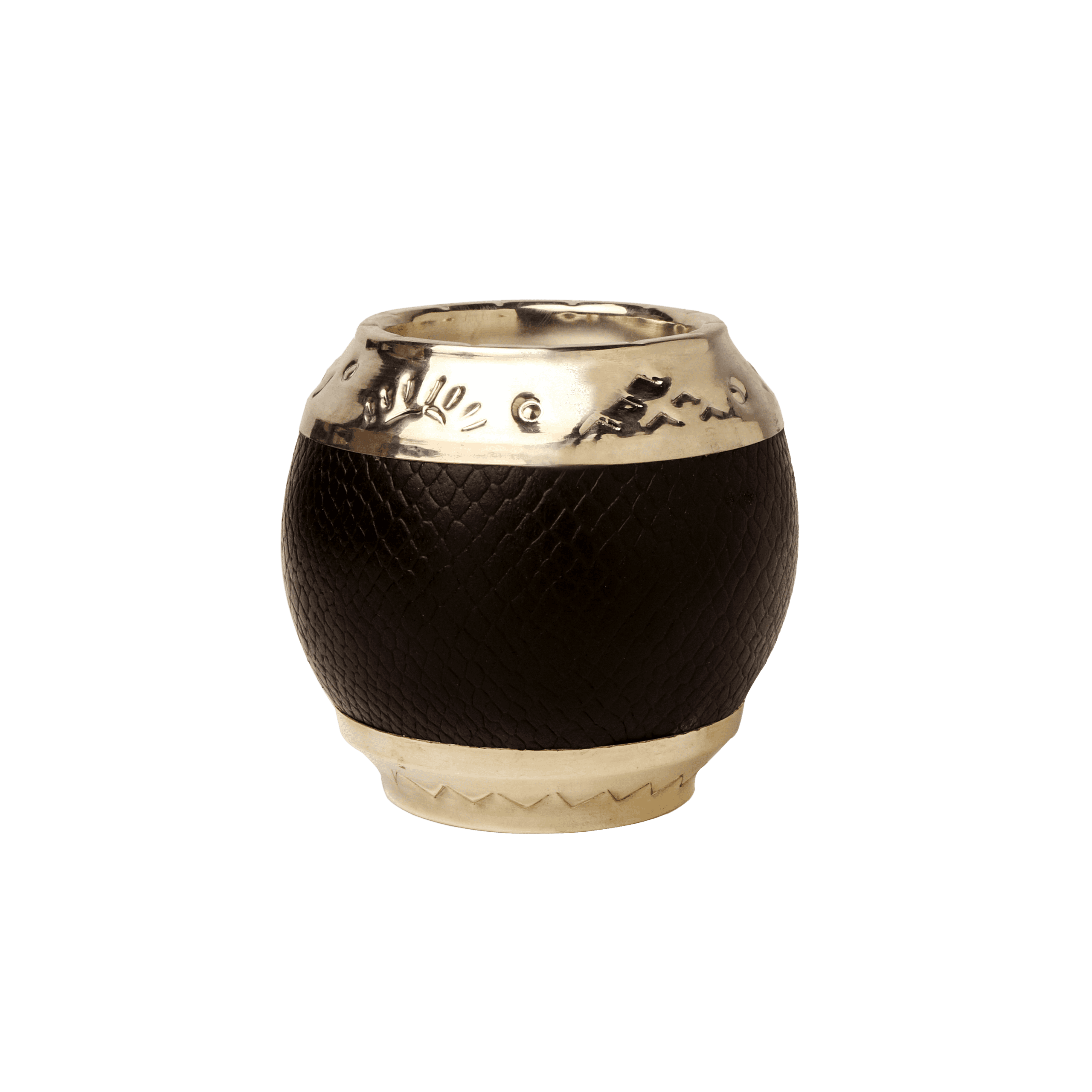 Mate Torpedo con Cuero Croco y Base y Virola de Alpaca Cincelada