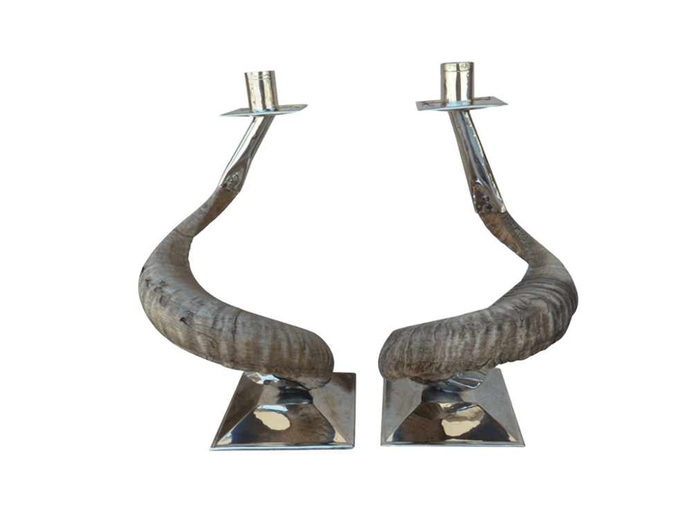 Candelabro de Asta de Carnero y Alpaca