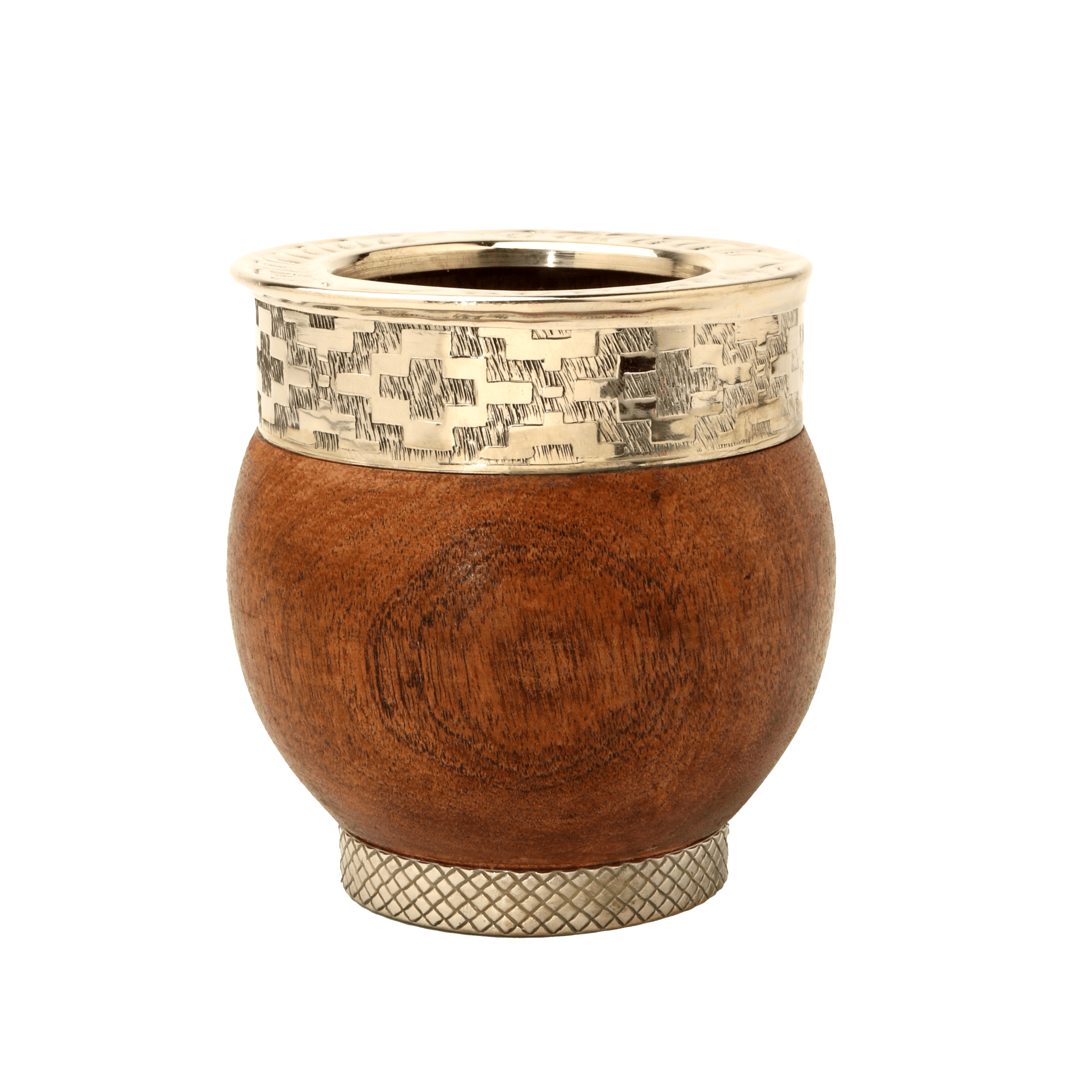 Mate Imperial de Algarrobo con Virola de Alpaca Cincelada y Base
