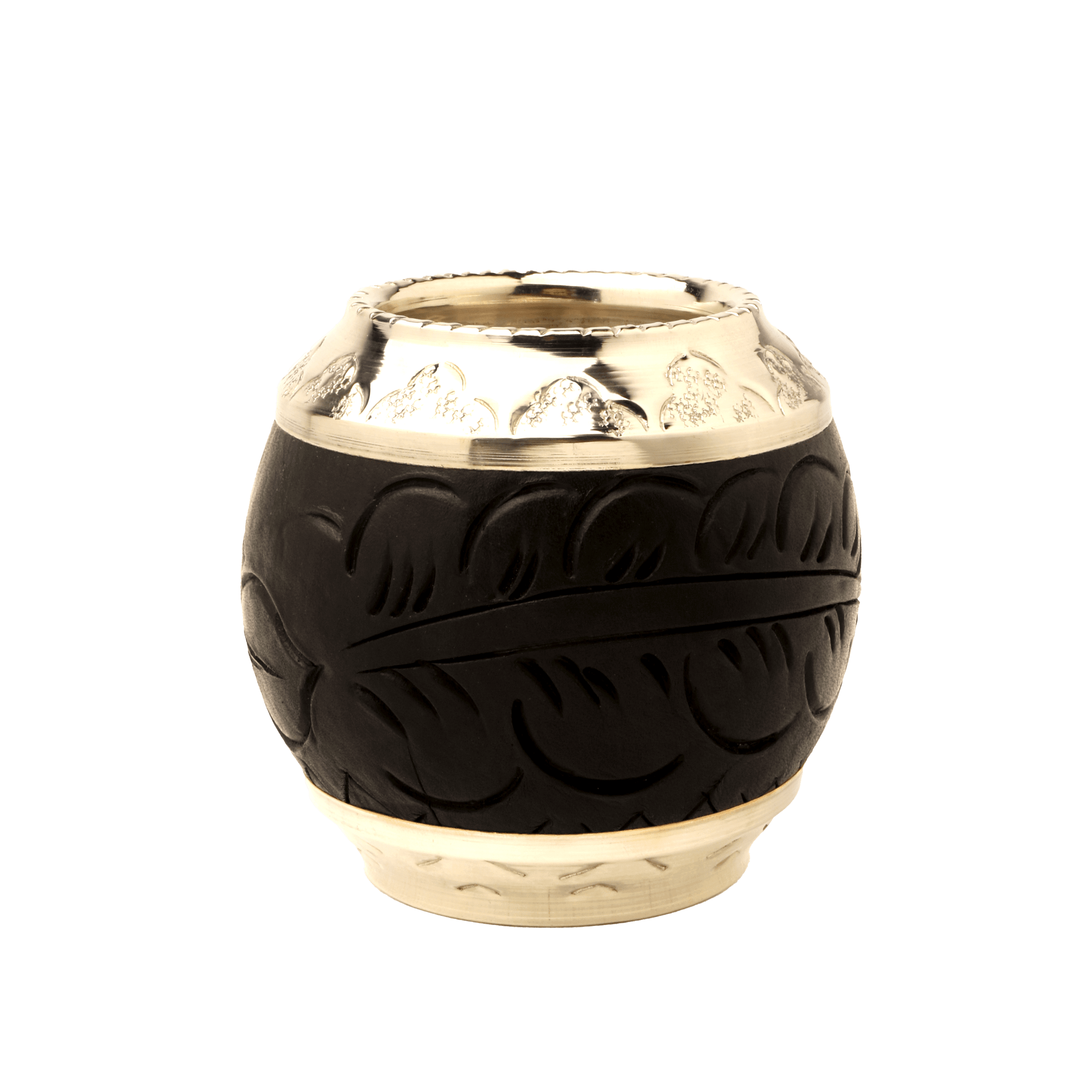 Mate Torpedo con Cuero Tallado y Base y Virola de Alpaca Cincelada