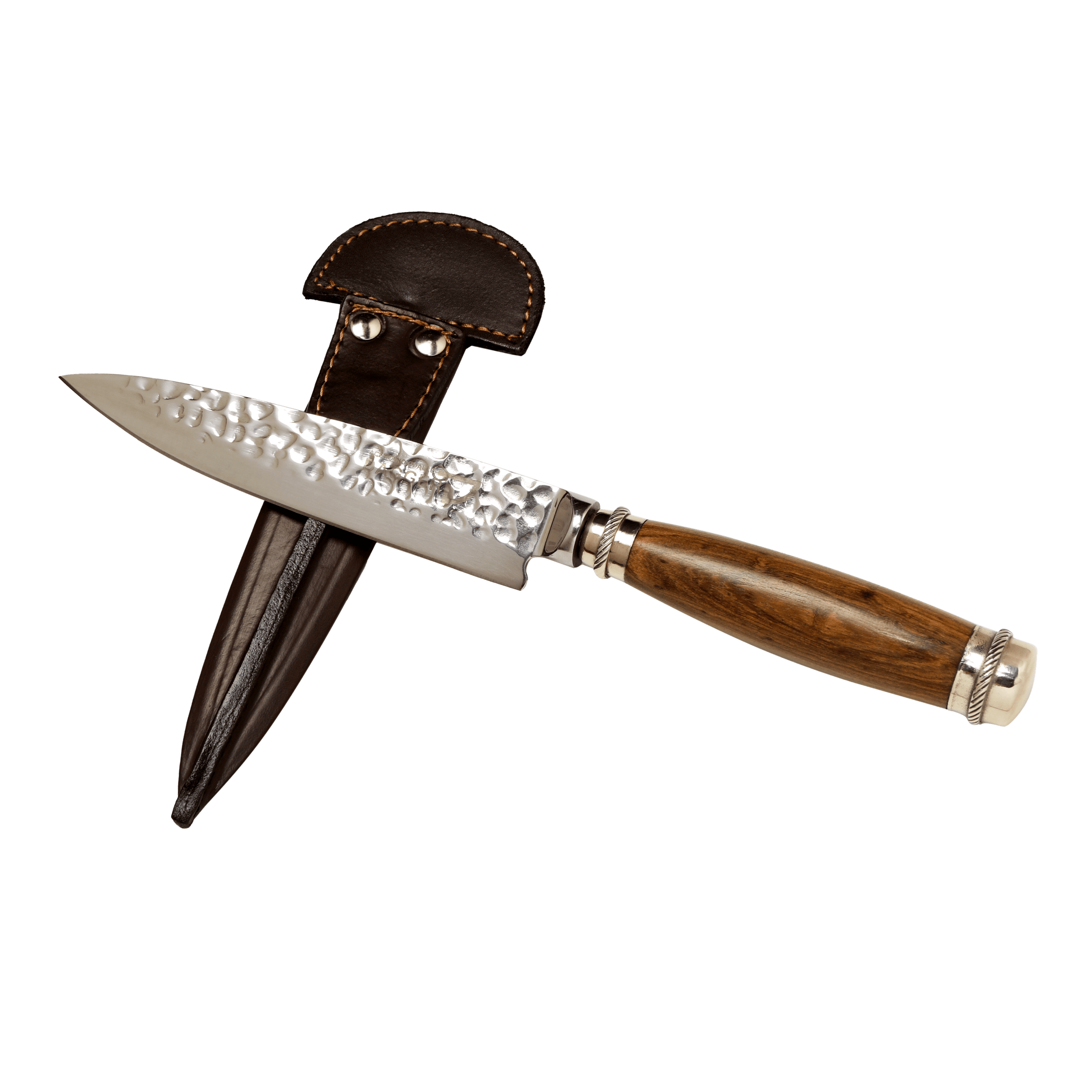 Cuchillo Cabo Madera y Alpaca con Hoja Martillada